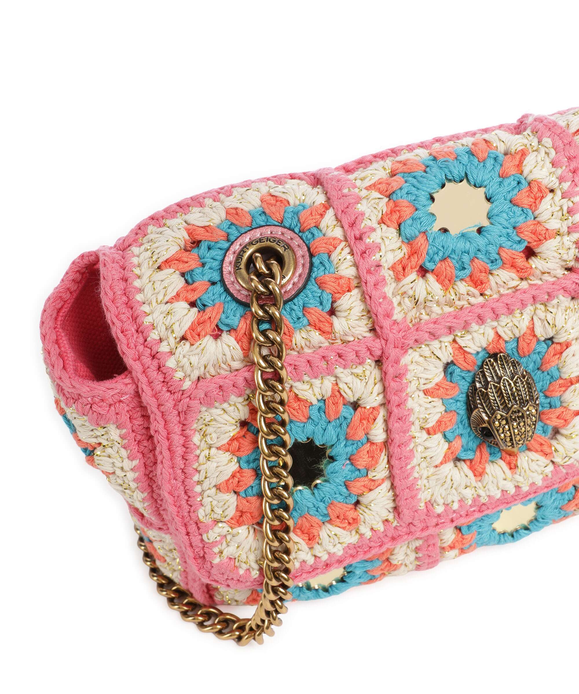 Kurt Geiger Kensington Crochet Crossbody bag pink combination - Image 4