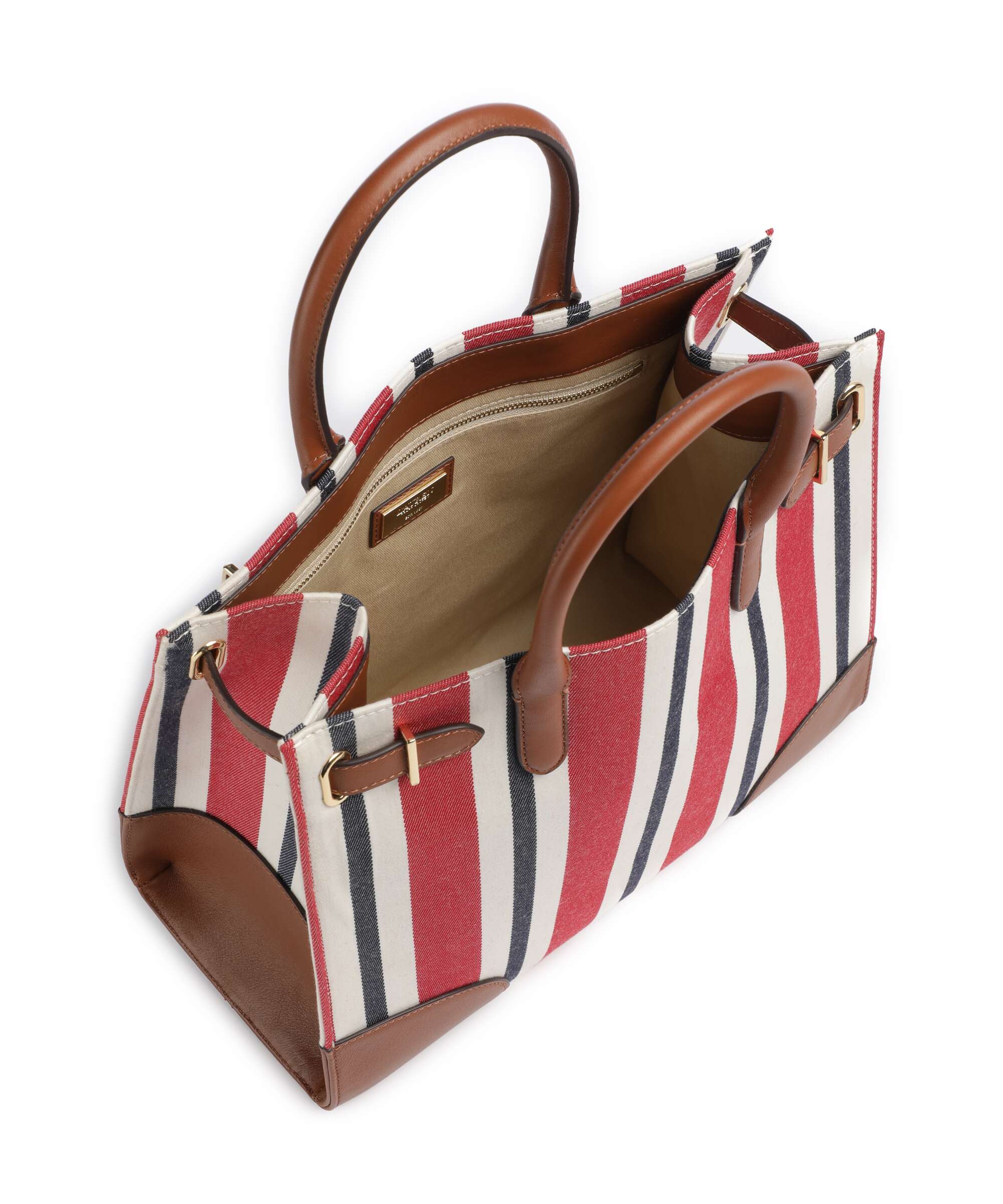 Lauren Ralph Lauren Devyn 42 Handbag festive red strpe/lauren tan - Image 5