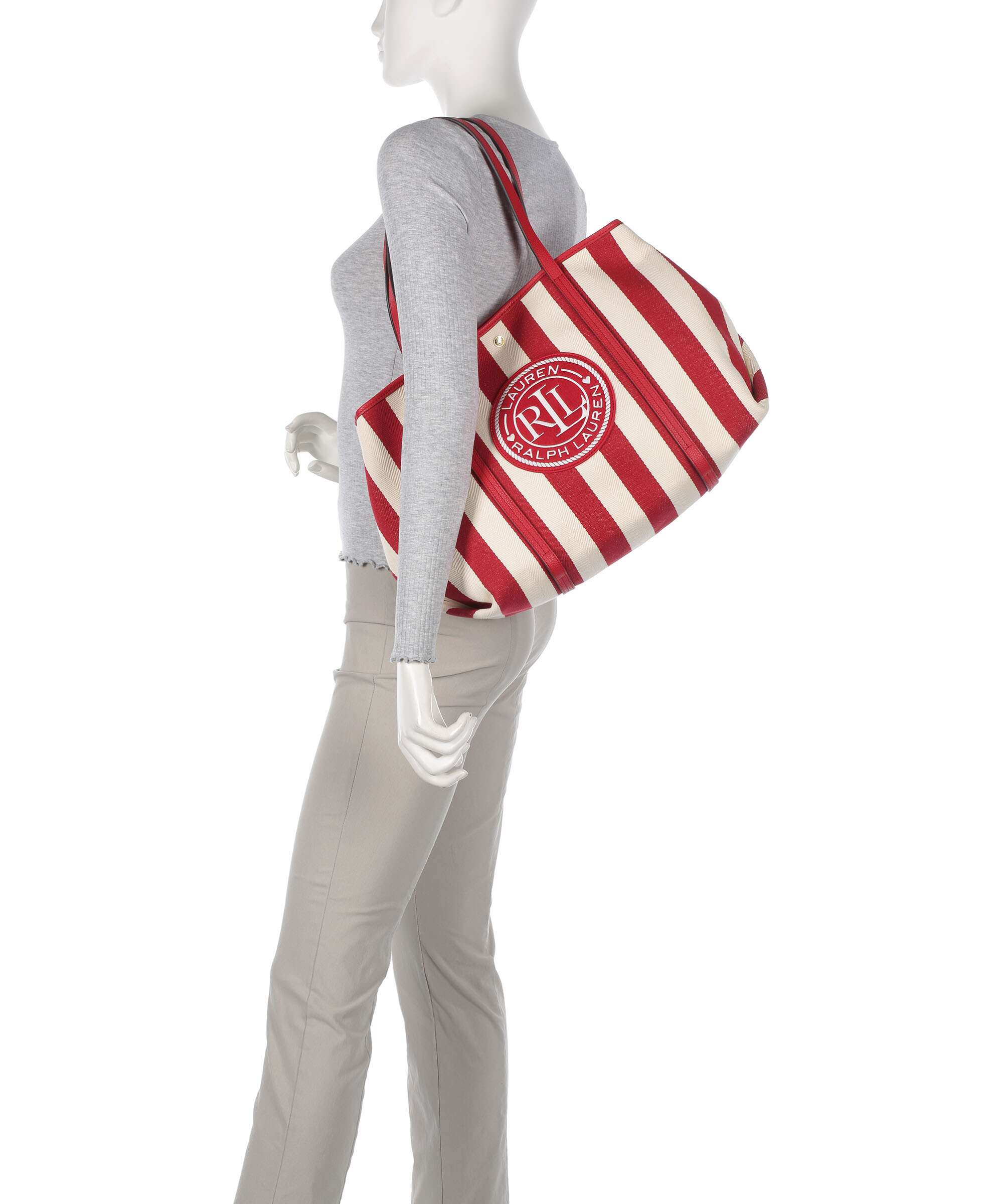 Lauren Ralph Lauren Emerie Extra Large Tote bag natural/festive red stripe - Image 3