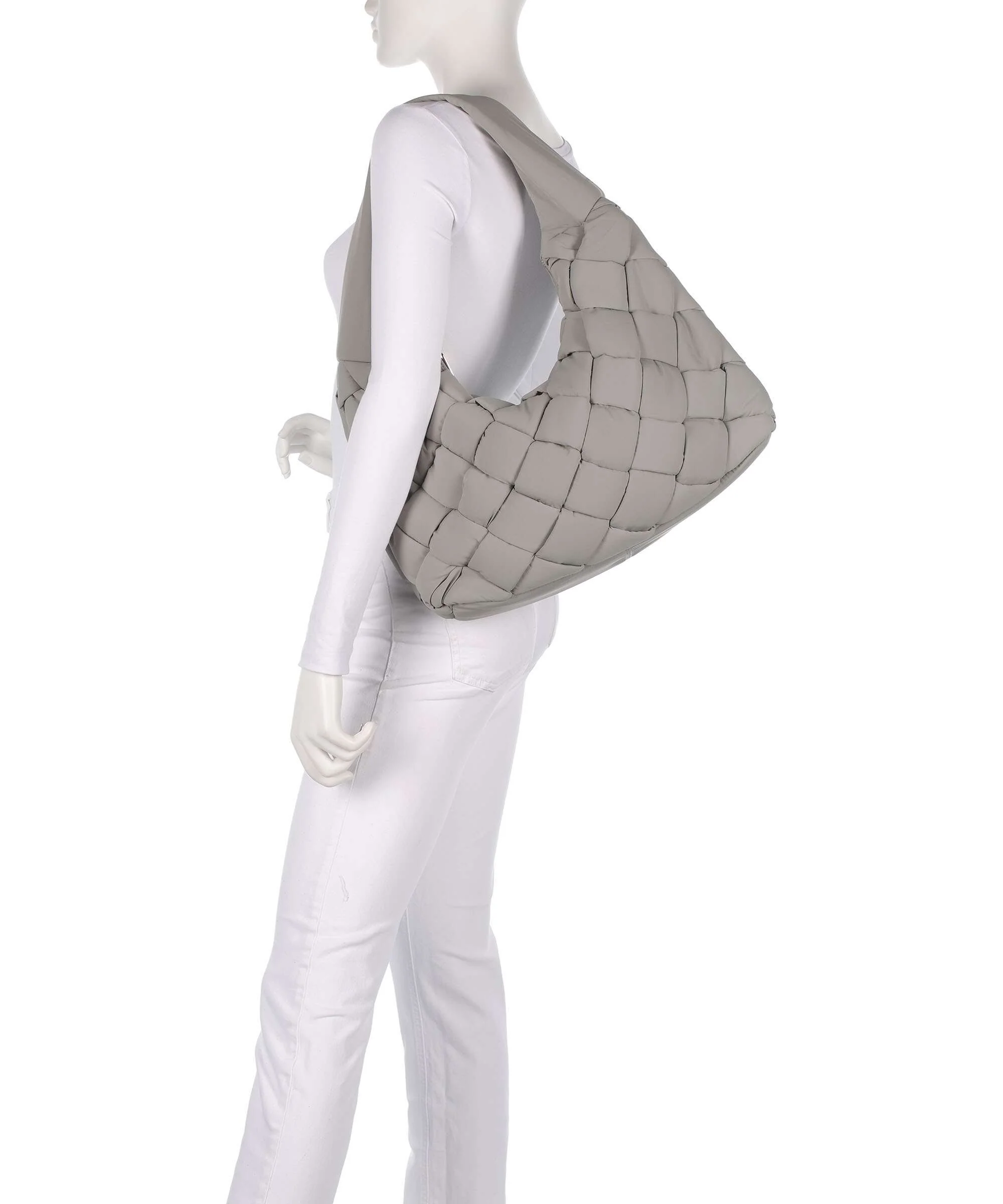 Liebeskind Bo Weaved Nylon L Hobo bag neutral grey - Image 3