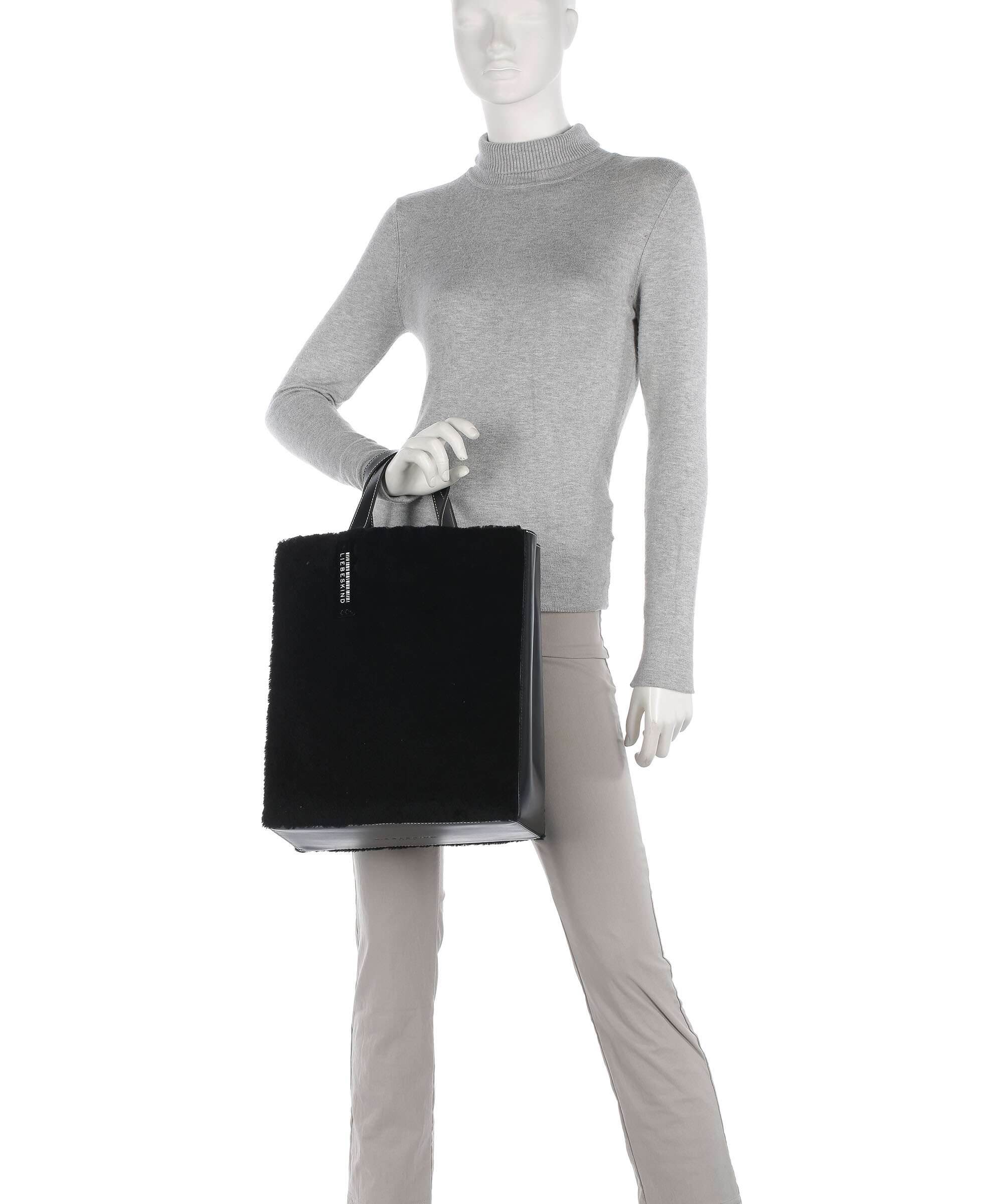 Liebeskind Paper Bag Shearling M Handbag black - Image 3