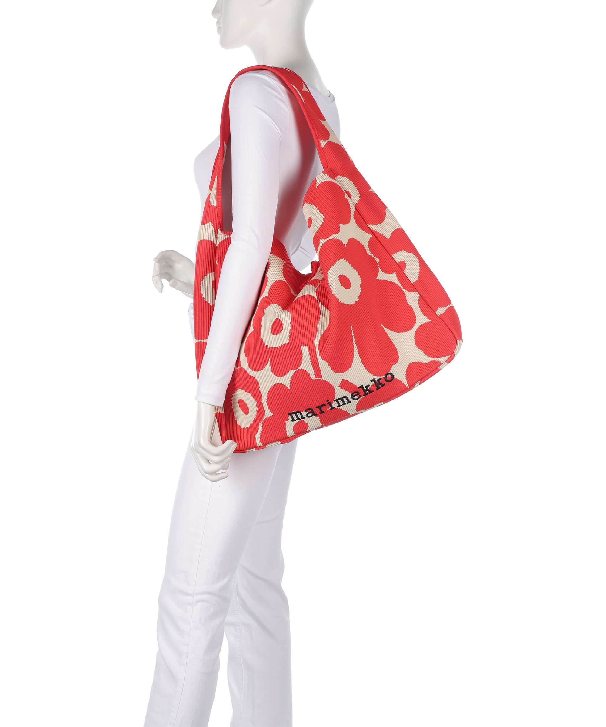 Marimekko Knitted Unikko Hobo bag pink/beige - Image 3