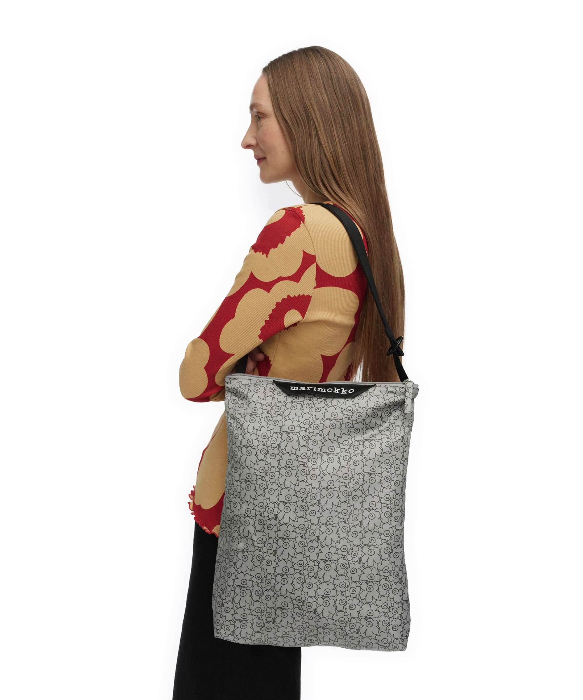 Marimekko Neat Unikko Piirto M Hobo bag grey/black - Image 3