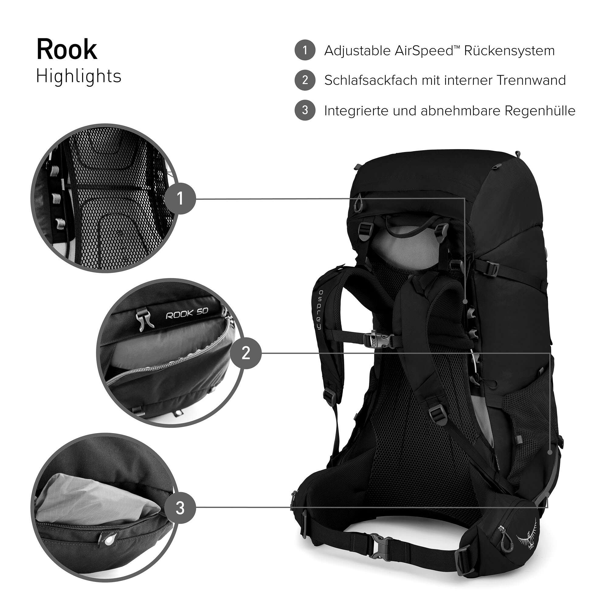 Osprey Rook 50 Trekking backpack dark charcoal/silver lining - Image 5