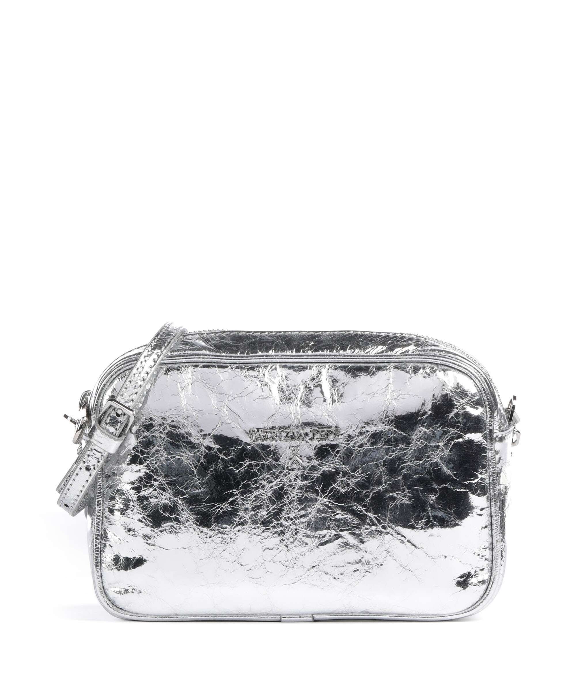 Patrizia Pepe Crossbody bag craquele silver
