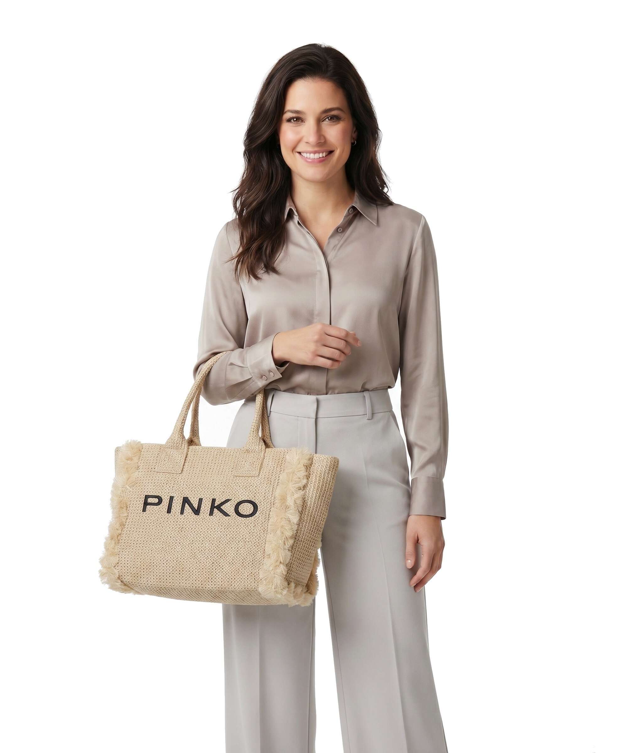 Pinko Beach Handbag paglia/nero/antique gold - Image 3