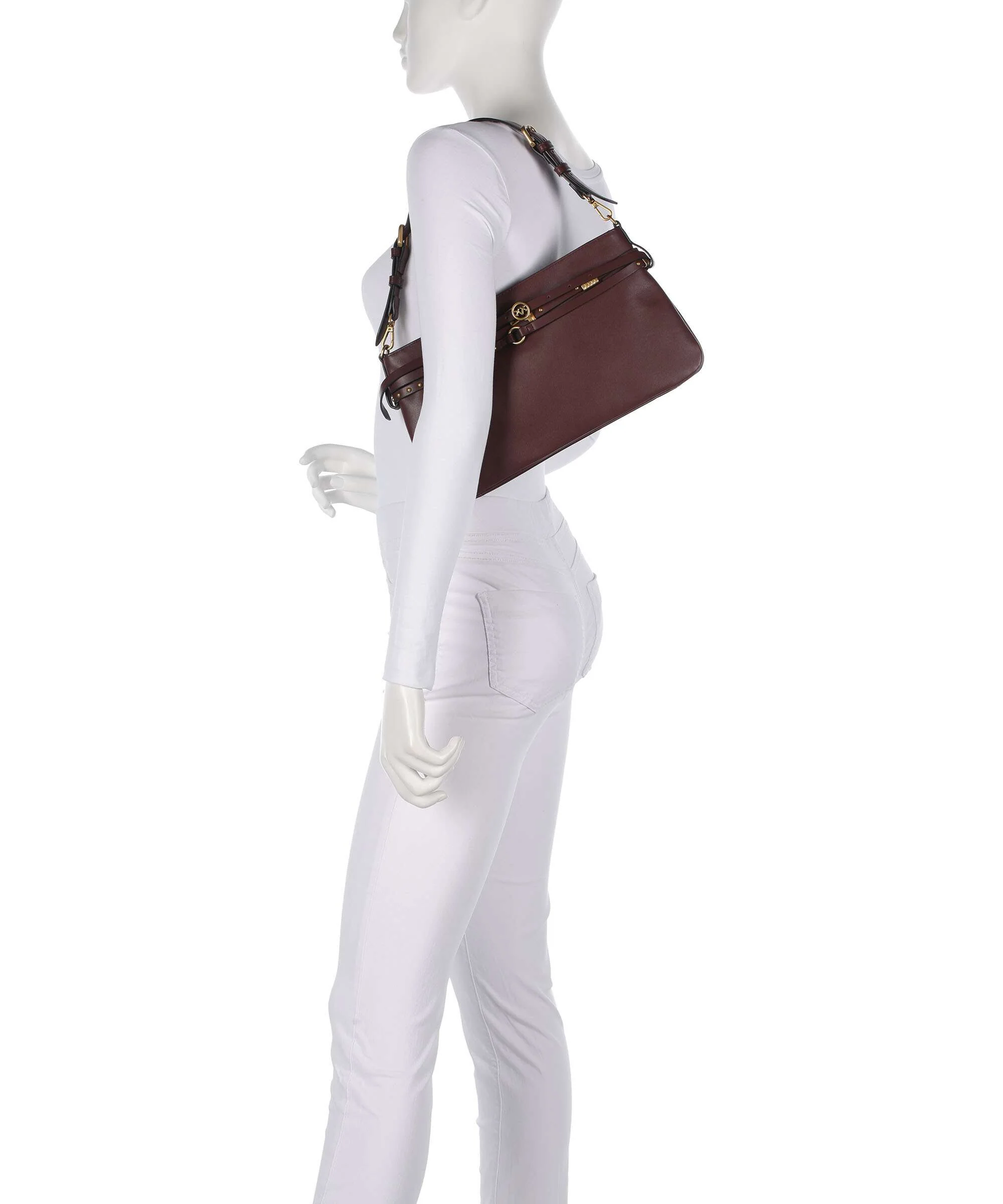Pinko Belt Classic Shoulder bag burgundy wine/antique gold - Image 3