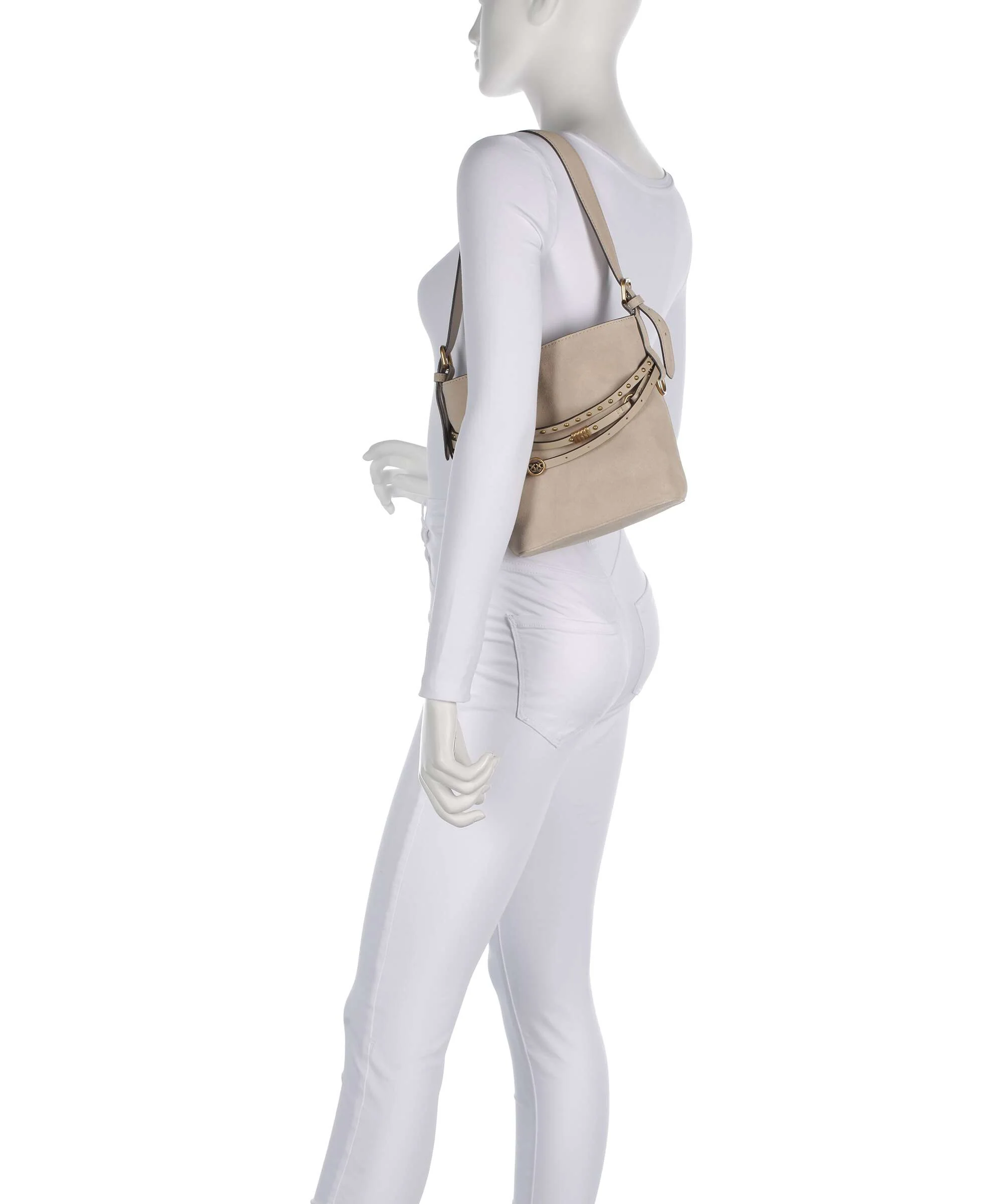 Pinko Belt Mini Bucket bag beige/grigio fumo/antique gold - Image 3