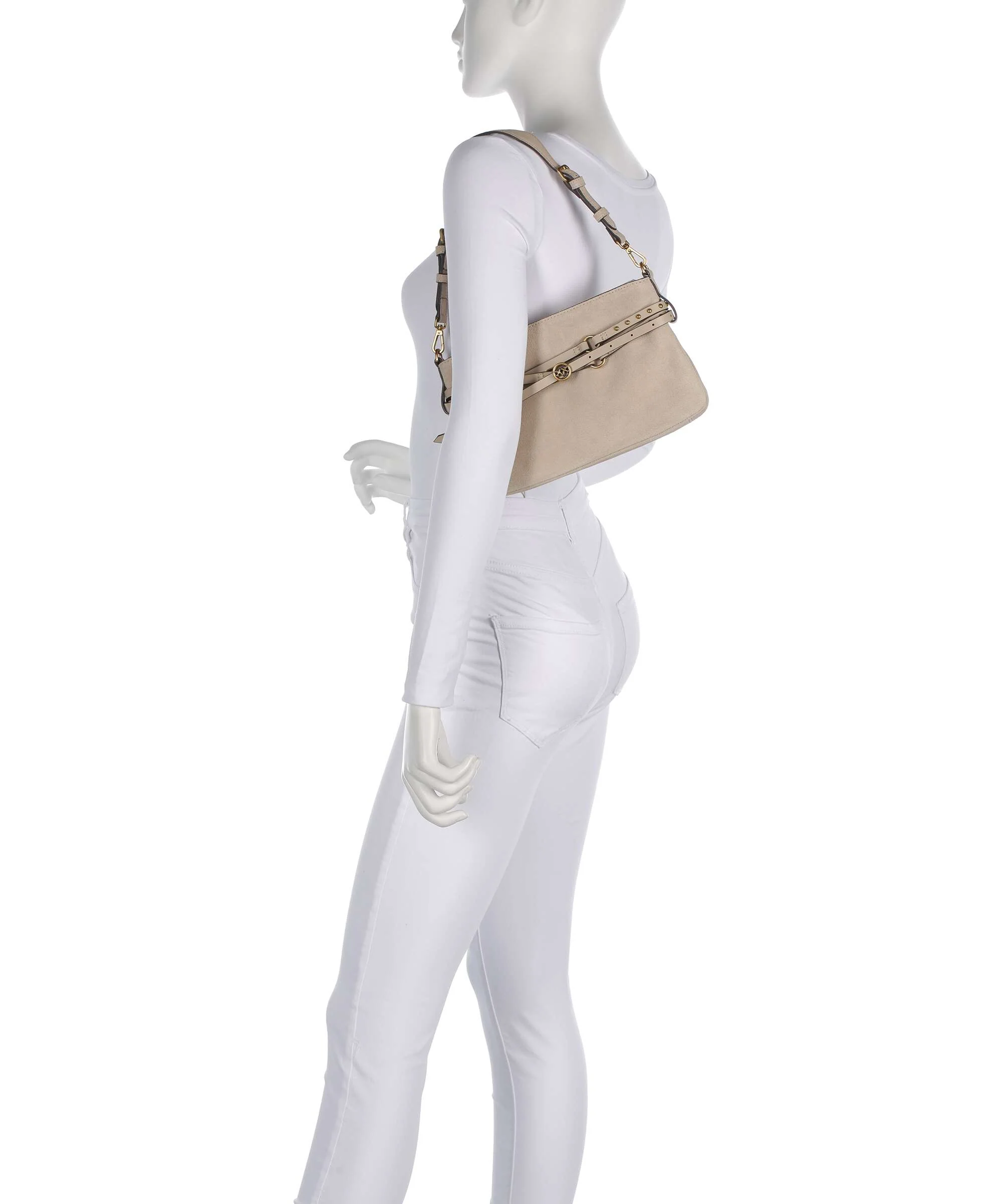 Pinko Belt Mini Shoulder bag beige/grigio fumo/antique gold - Image 3