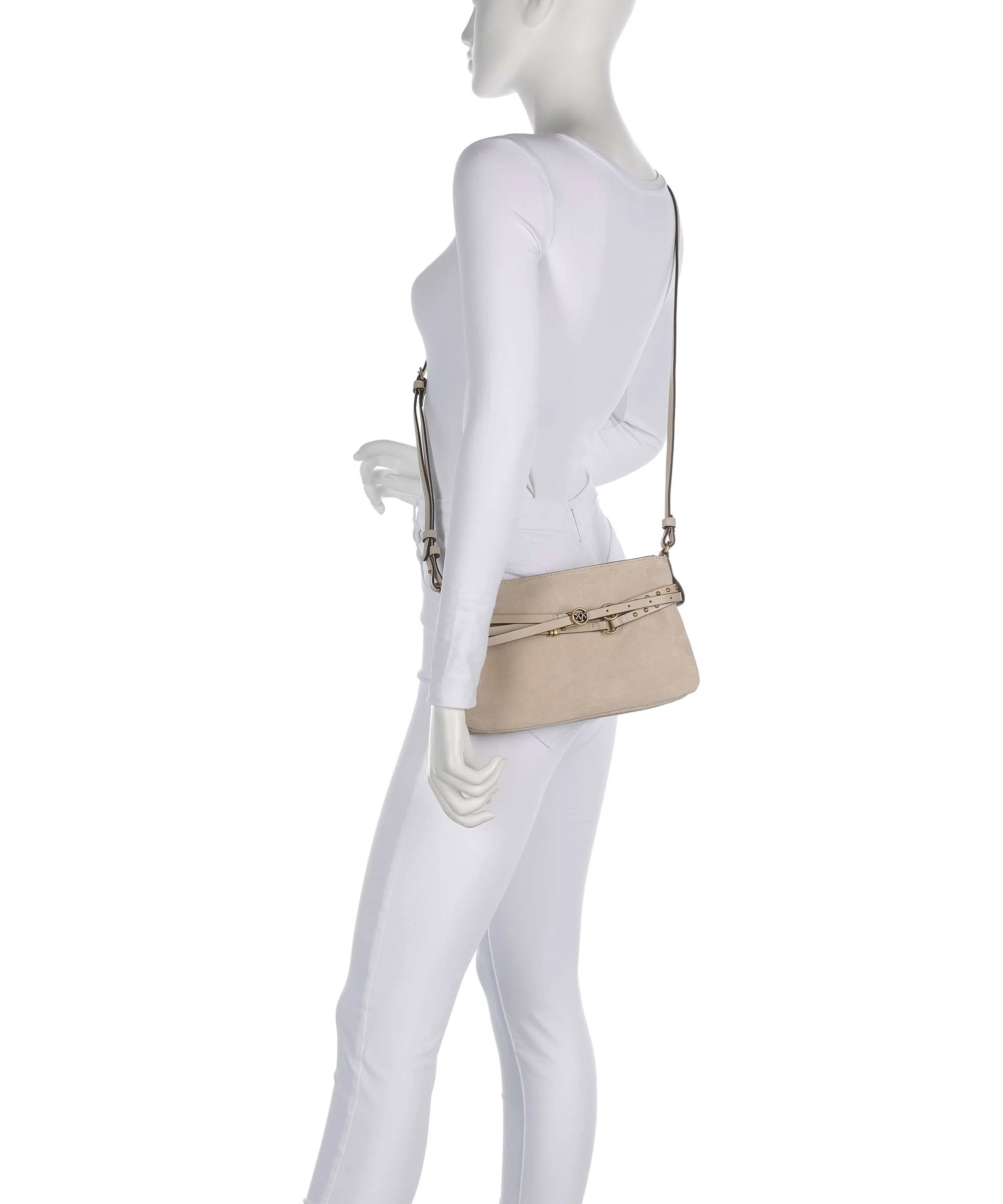 Pinko Belt Mini Shoulder bag beige/grigio fumo/antique gold - Image 4