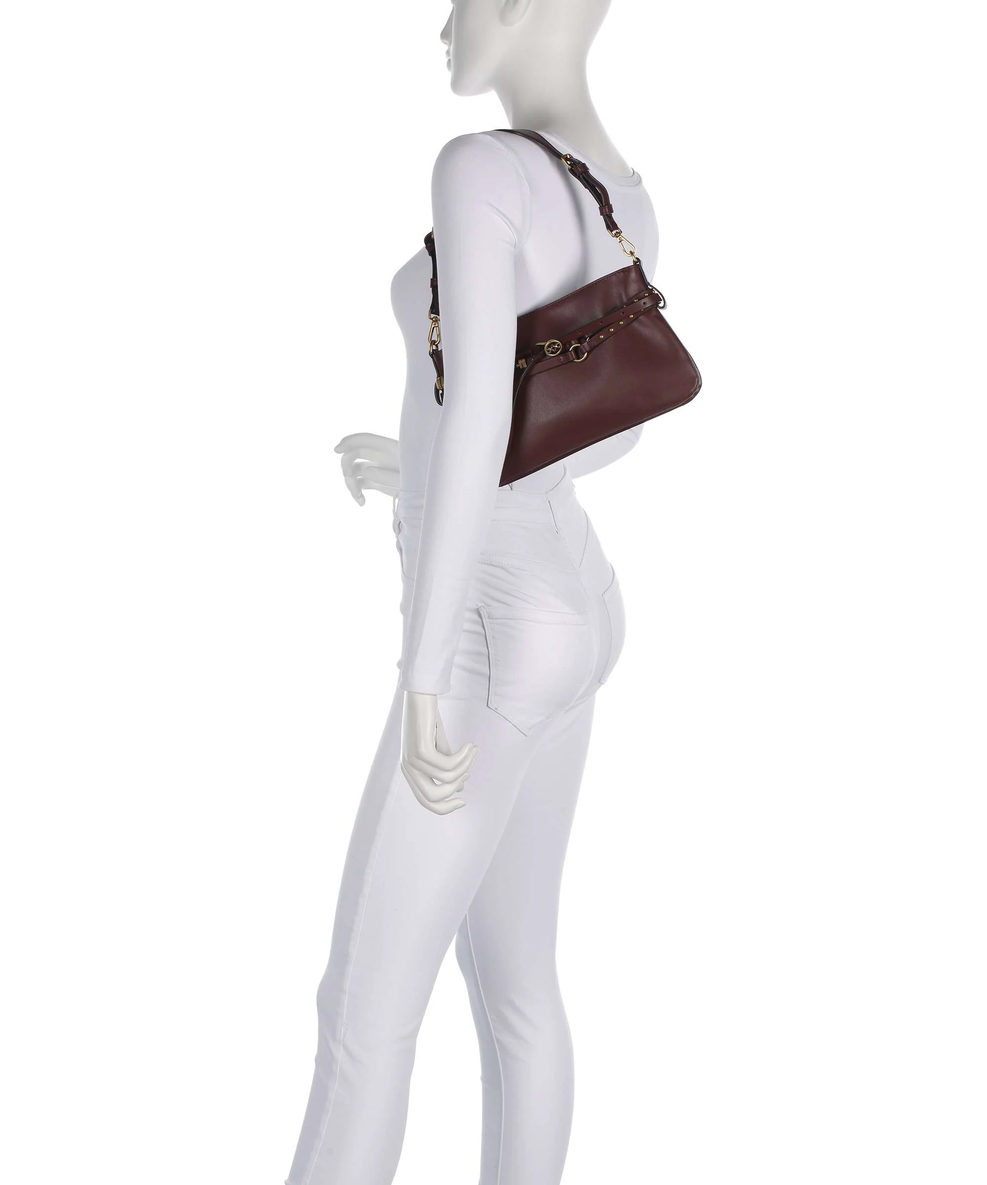 Pinko Belt Mini Shoulder bag burgundy wine/antique gold - Image 3
