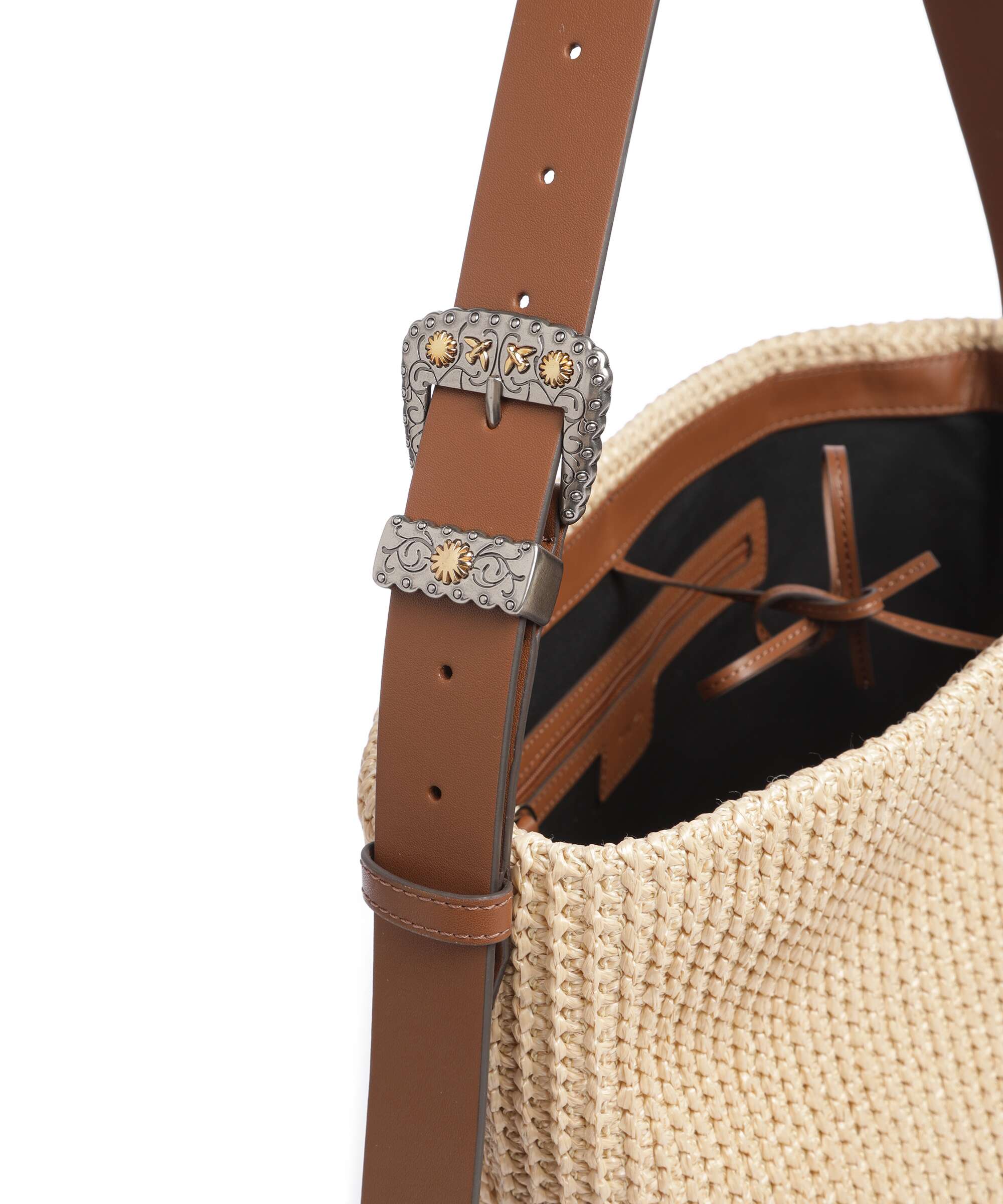 Pinko Big Hobo bag paglia/cuoio/mix gal - Image 4