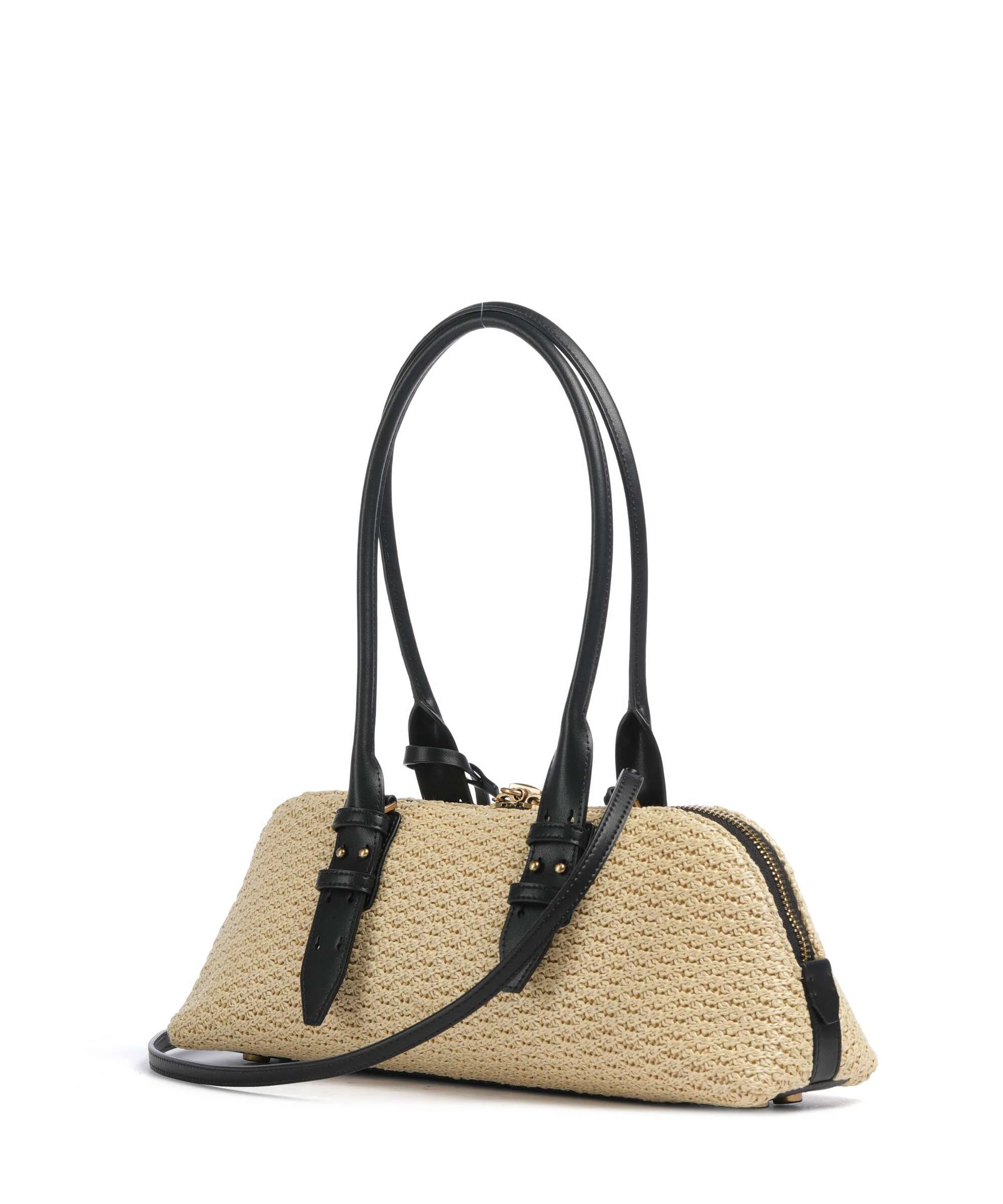 Pinko Bowling Horizontal Big Handbag raffia/bianco/antique gold - Image 2