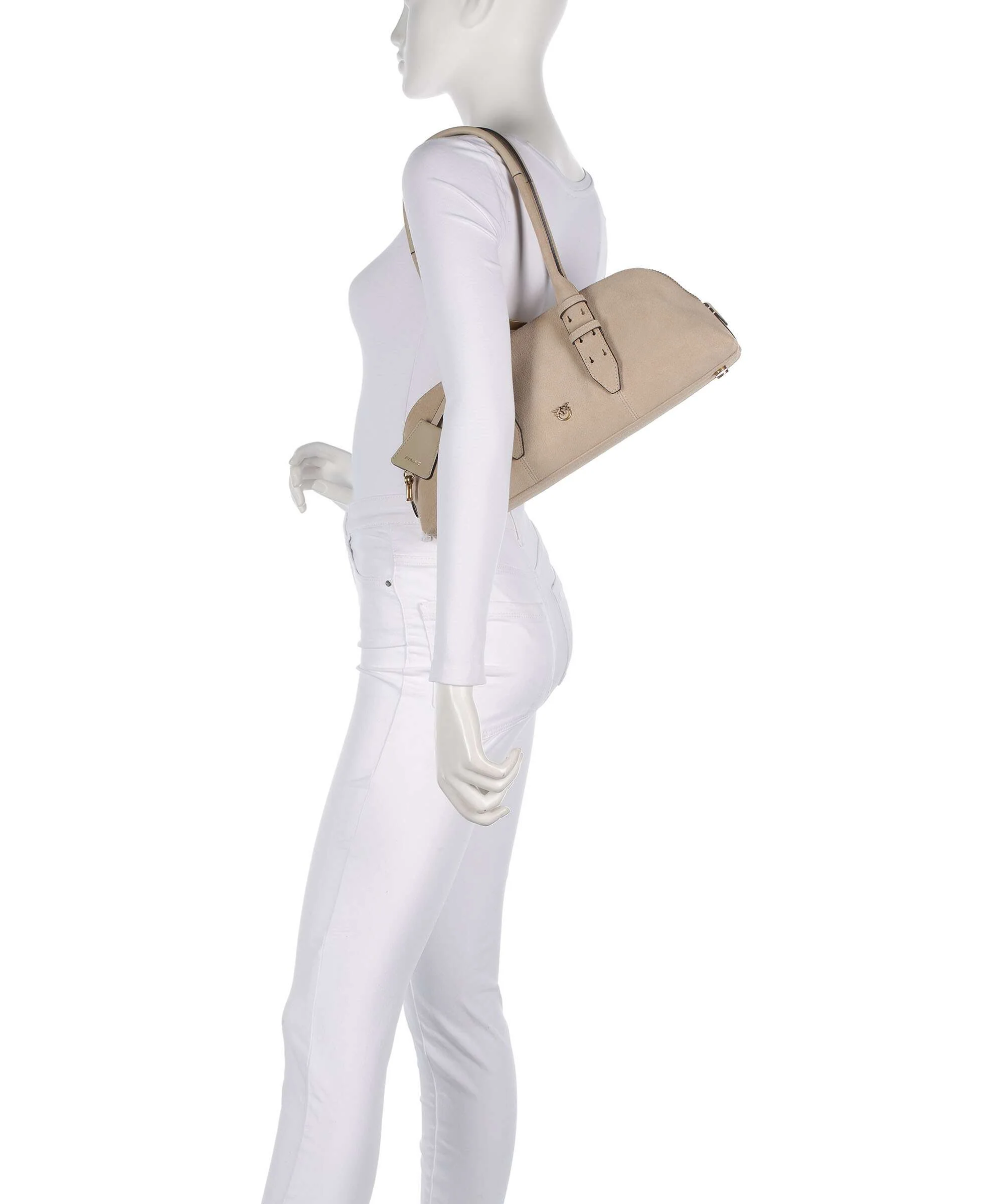 Pinko Bowling Horizontal Big Shoulder bag beige/grigio fumo/antique gold - Image 3