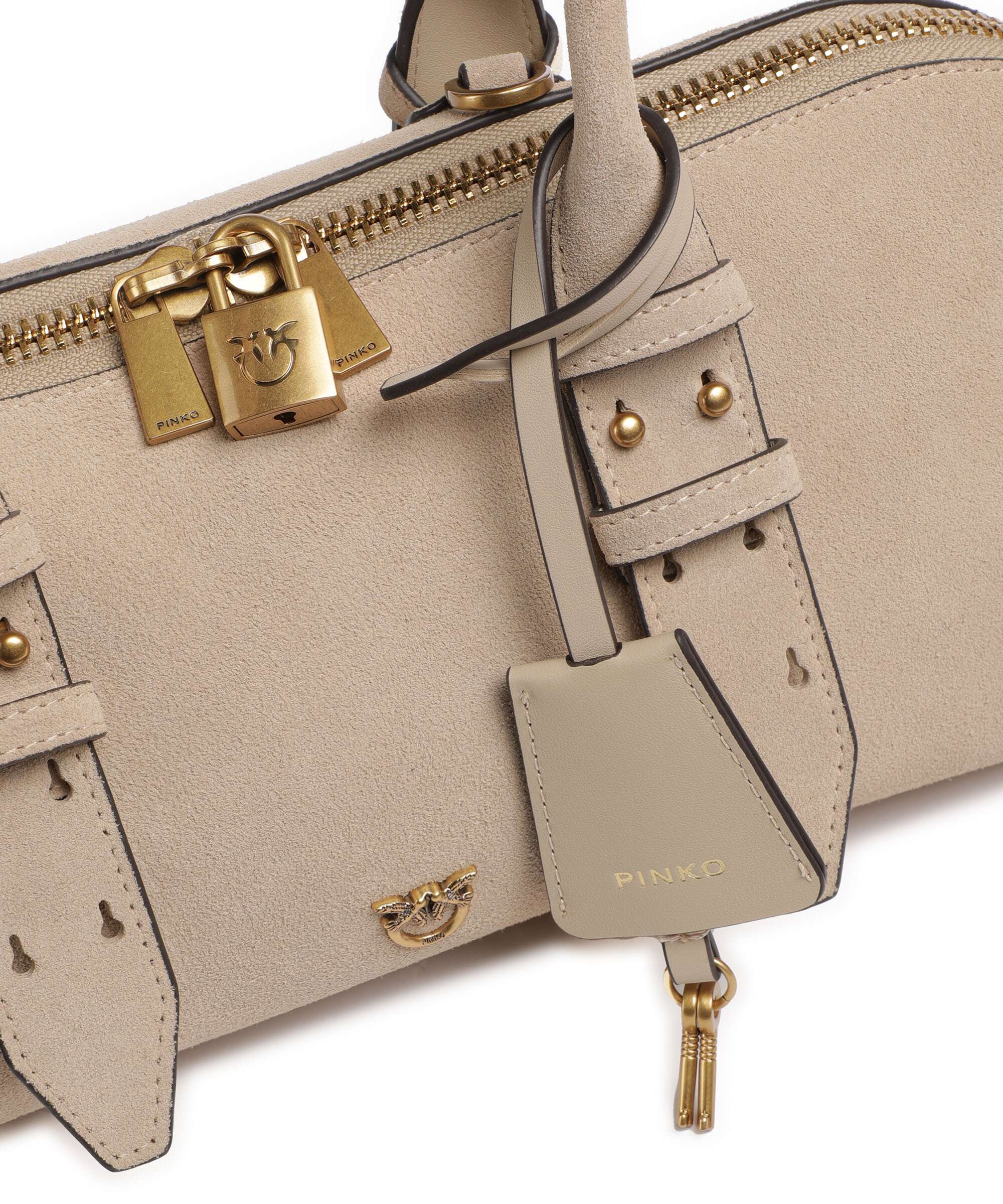 Pinko Bowling Horizontal Big Shoulder bag beige/grigio fumo/antique gold - Image 4