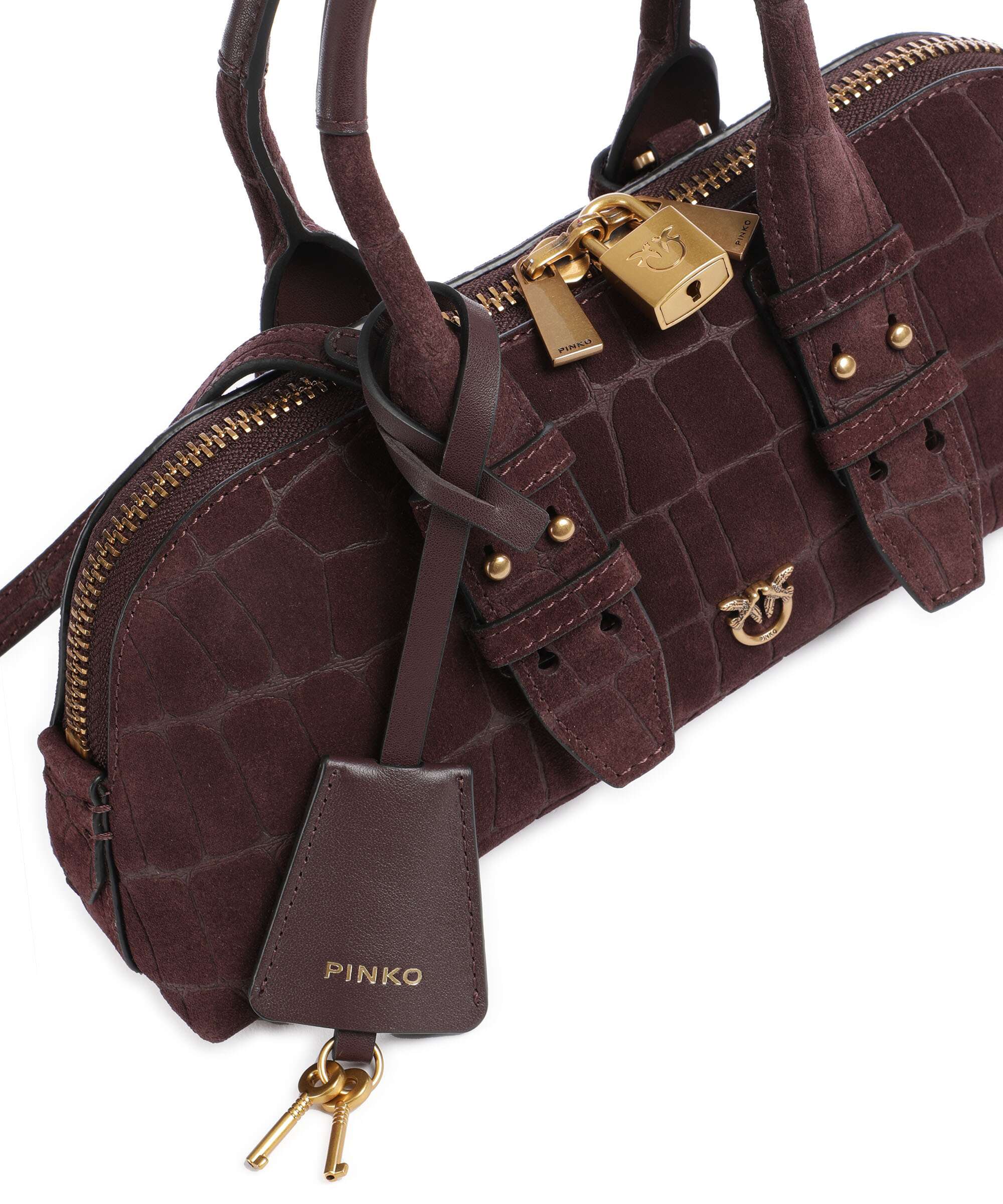 Pinko Bowling Horizontal Handbag rosso mogano/antique gold - Image 4
