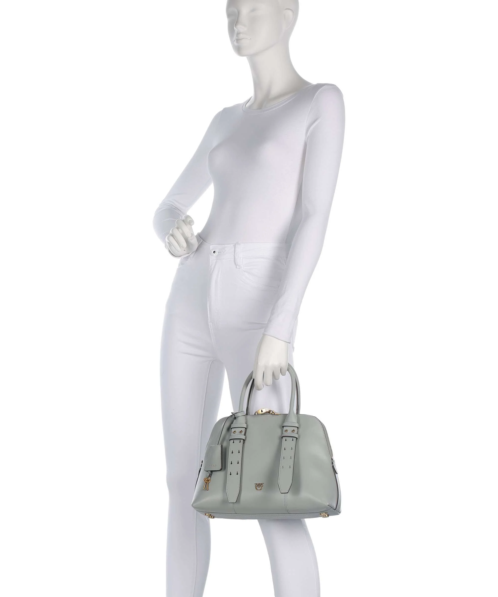 Pinko Bowling Medium Handbag grigio perla/antique gold - Image 3