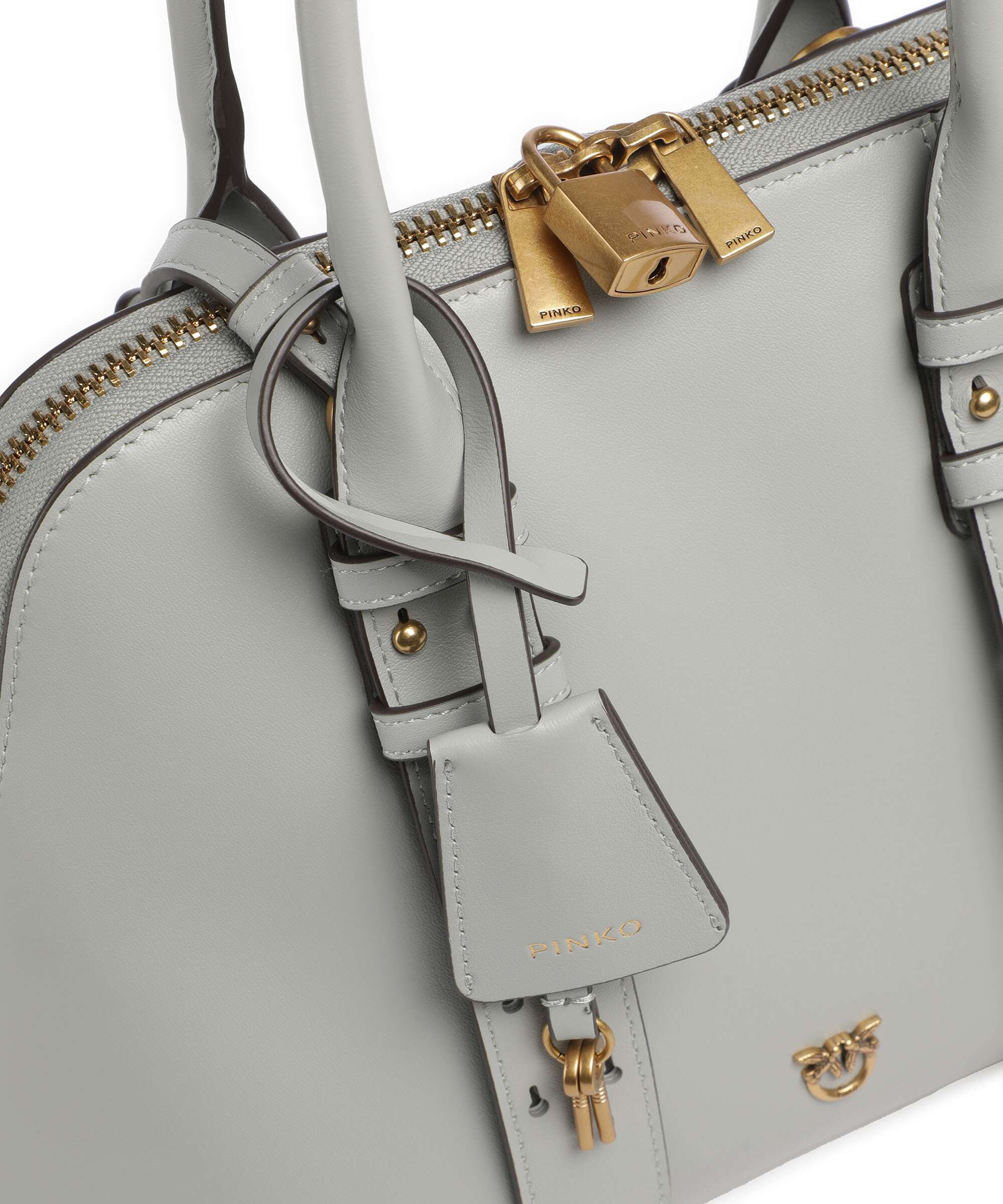 Pinko Bowling Medium Handbag grigio perla/antique gold - Image 4
