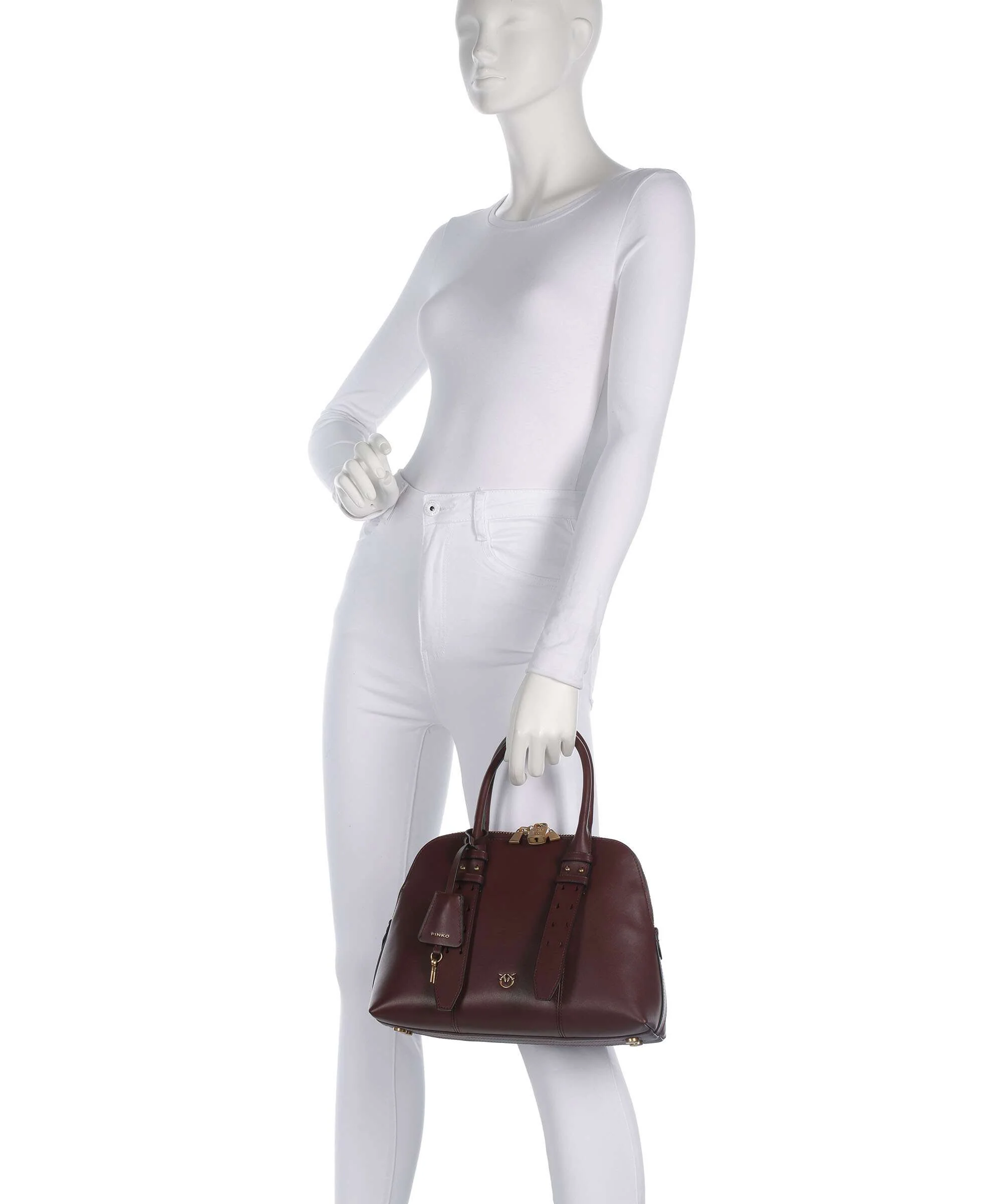 Pinko Bowling Medium Handbag burgundy wine/antique gold - Image 3