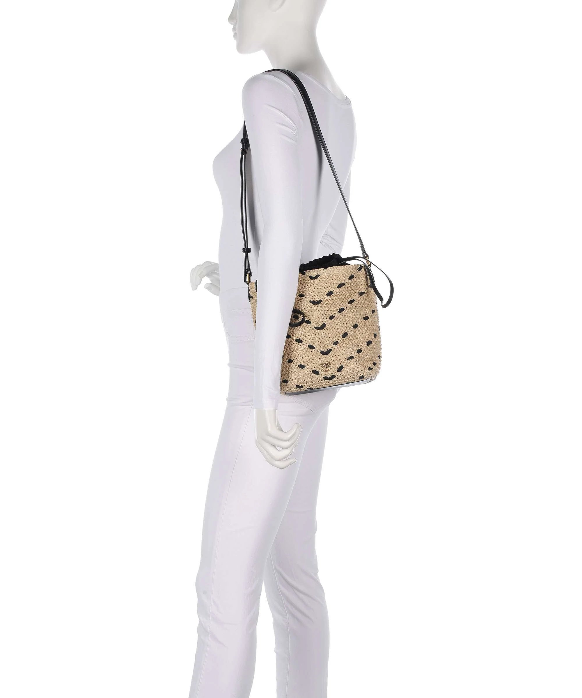 Pinko Bucket bag paglia/nero/antique gold - Image 3
