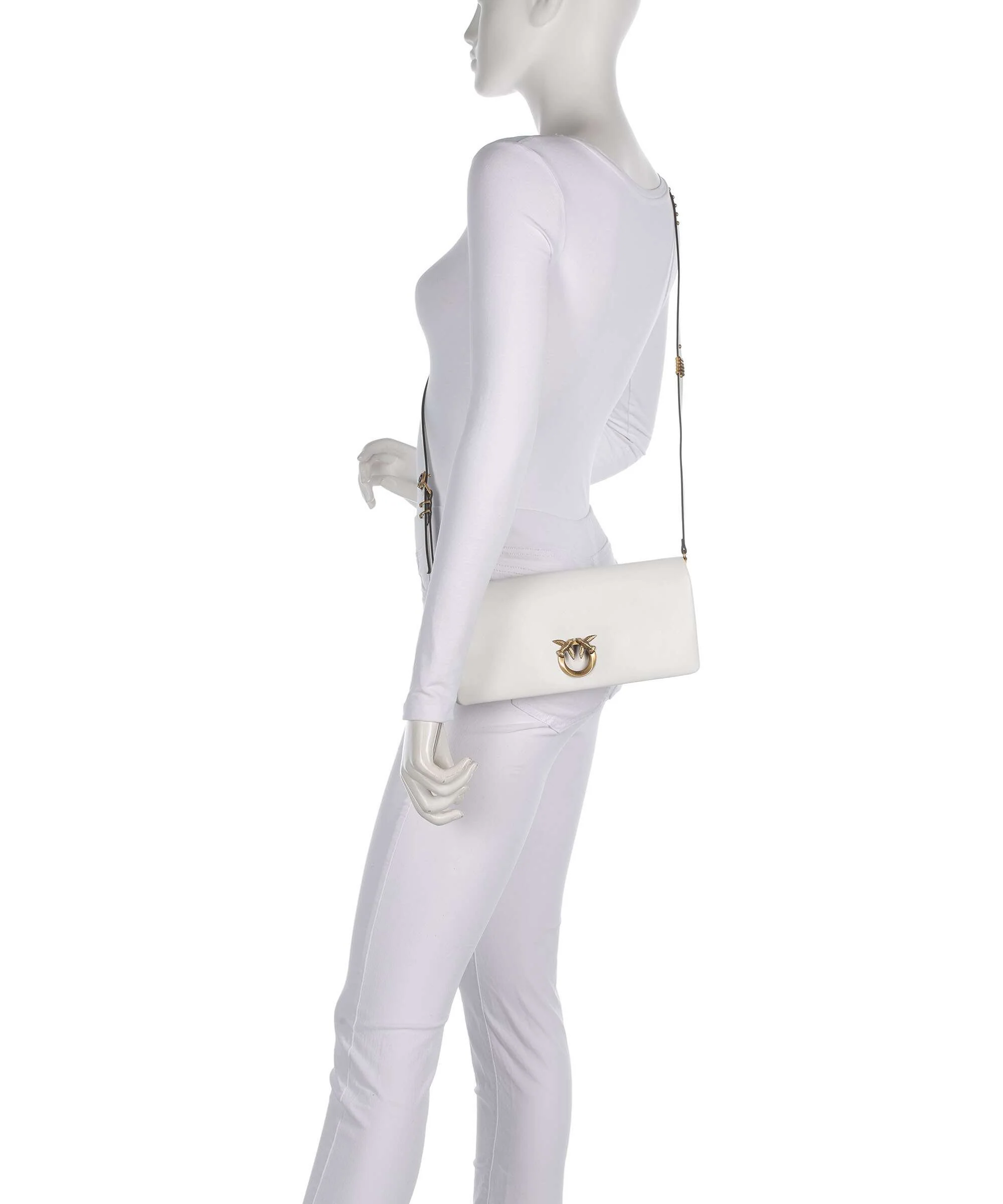 Pinko Click Soft Classic Crossbody bag bianco nembo/antique gold - Image 3
