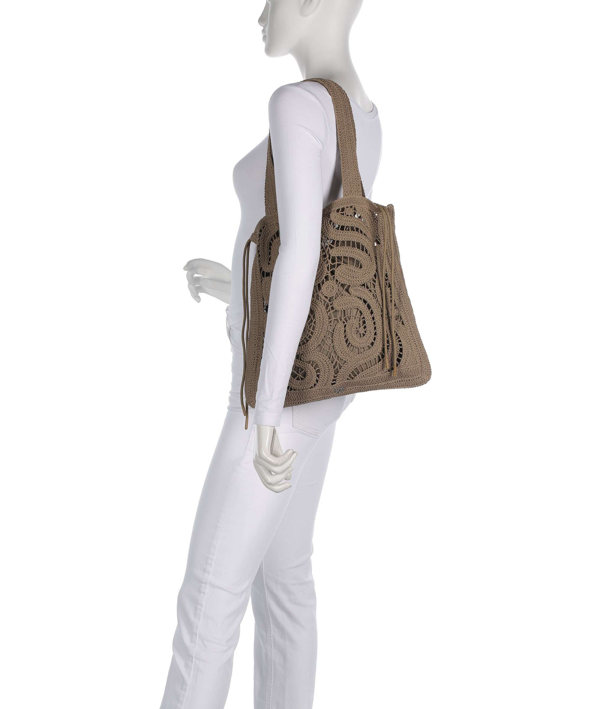 Pinko Crochet Geometrico Hobo bag verde canguro - Image 3