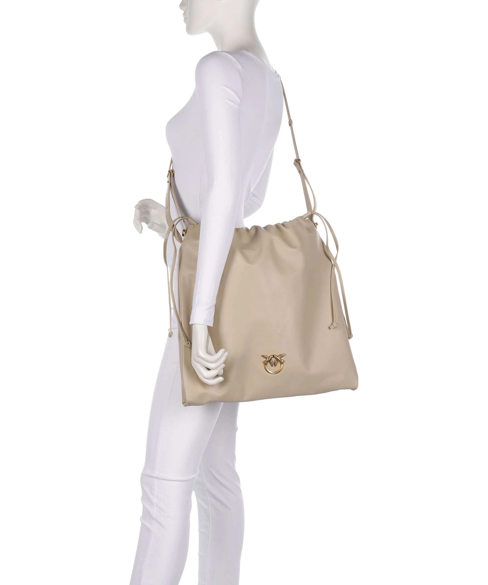 Pinko Extra Slouchy Bucket bag beige/grigio fumo/antique gold - Image 3