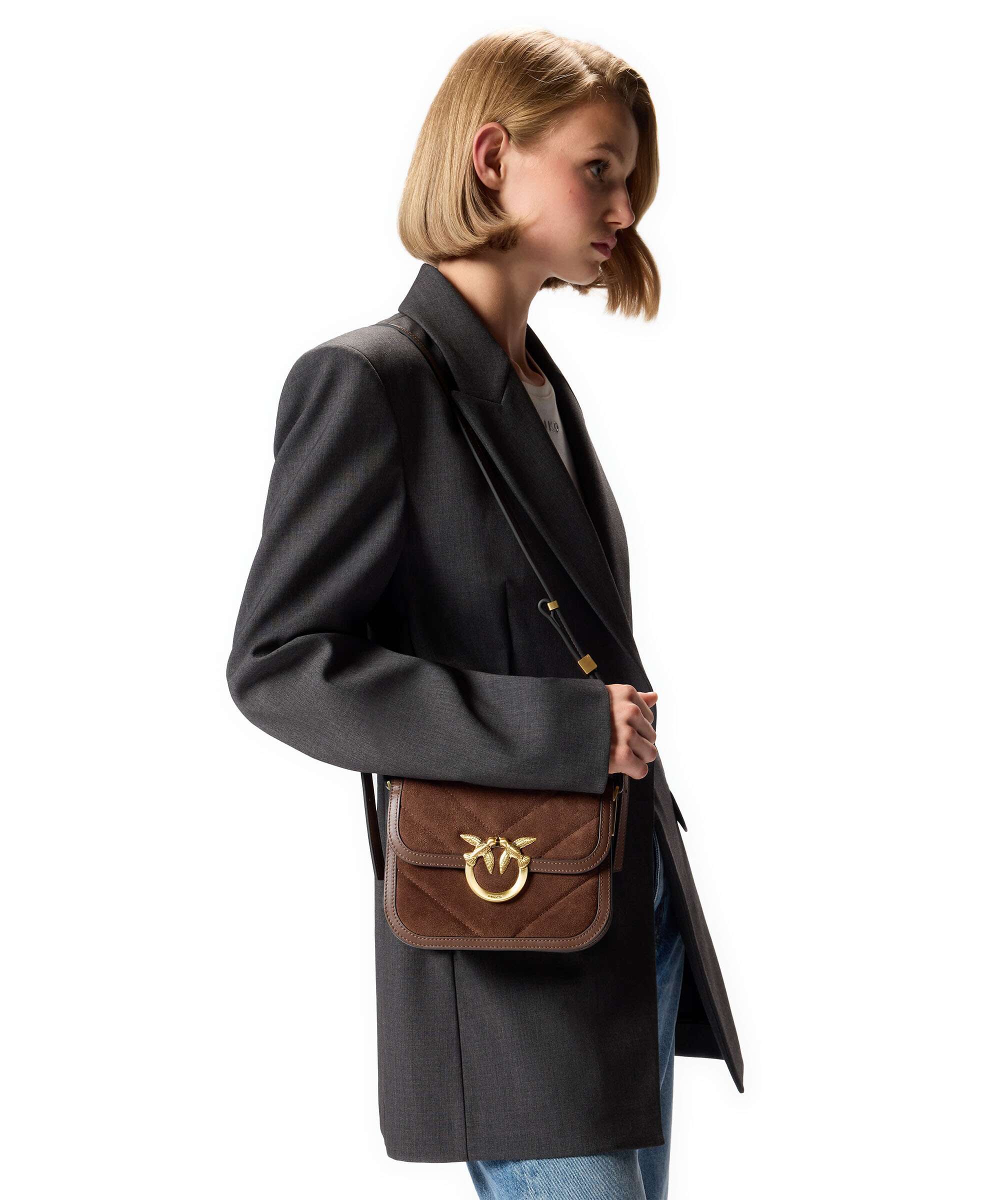 Pinko Love Box Crossbody bag marrone castano/matt gold - Image 3