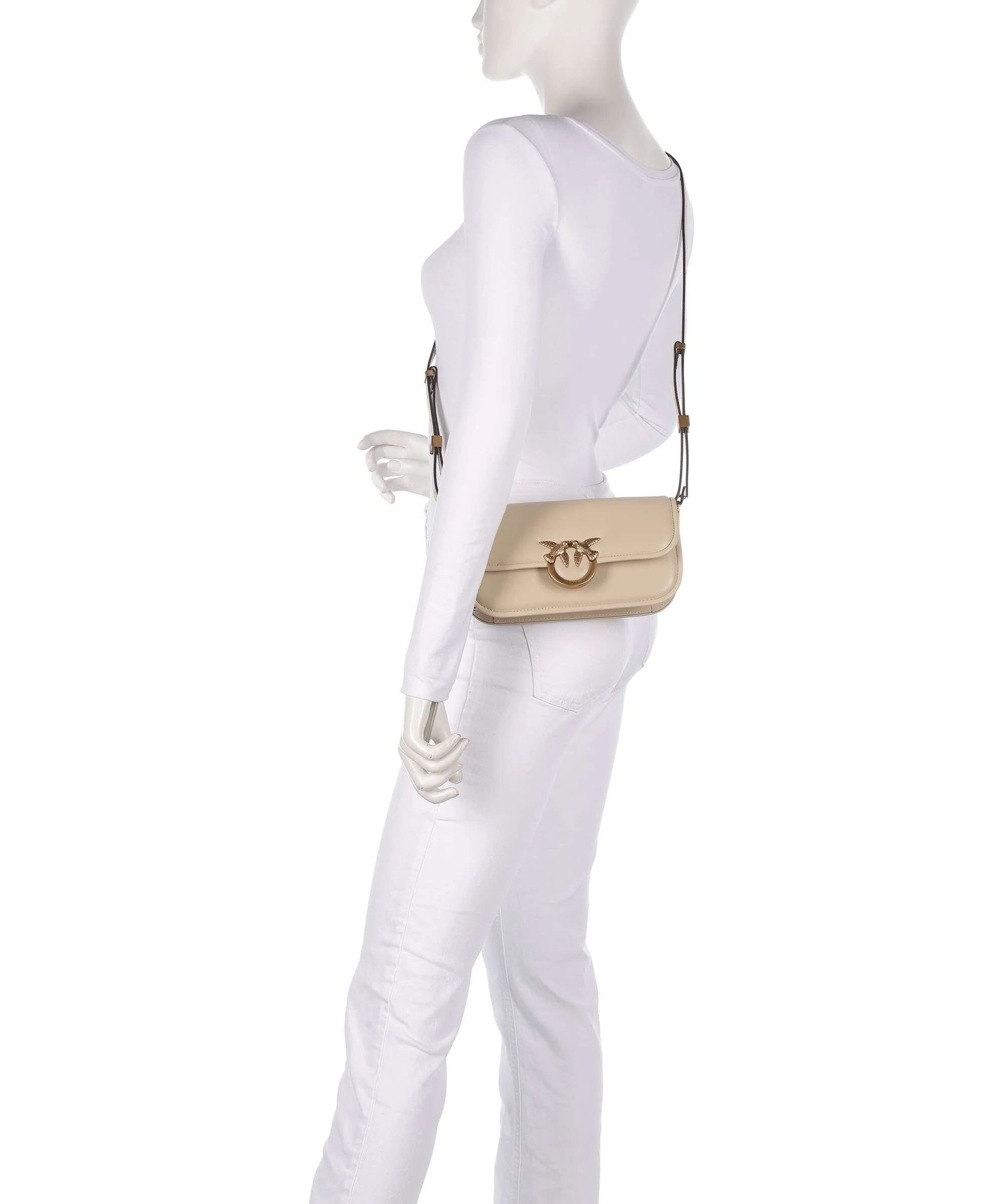 Pinko Love Box Horizontal Shoulder bag beige/grigio fumo/antique gold - Image 3