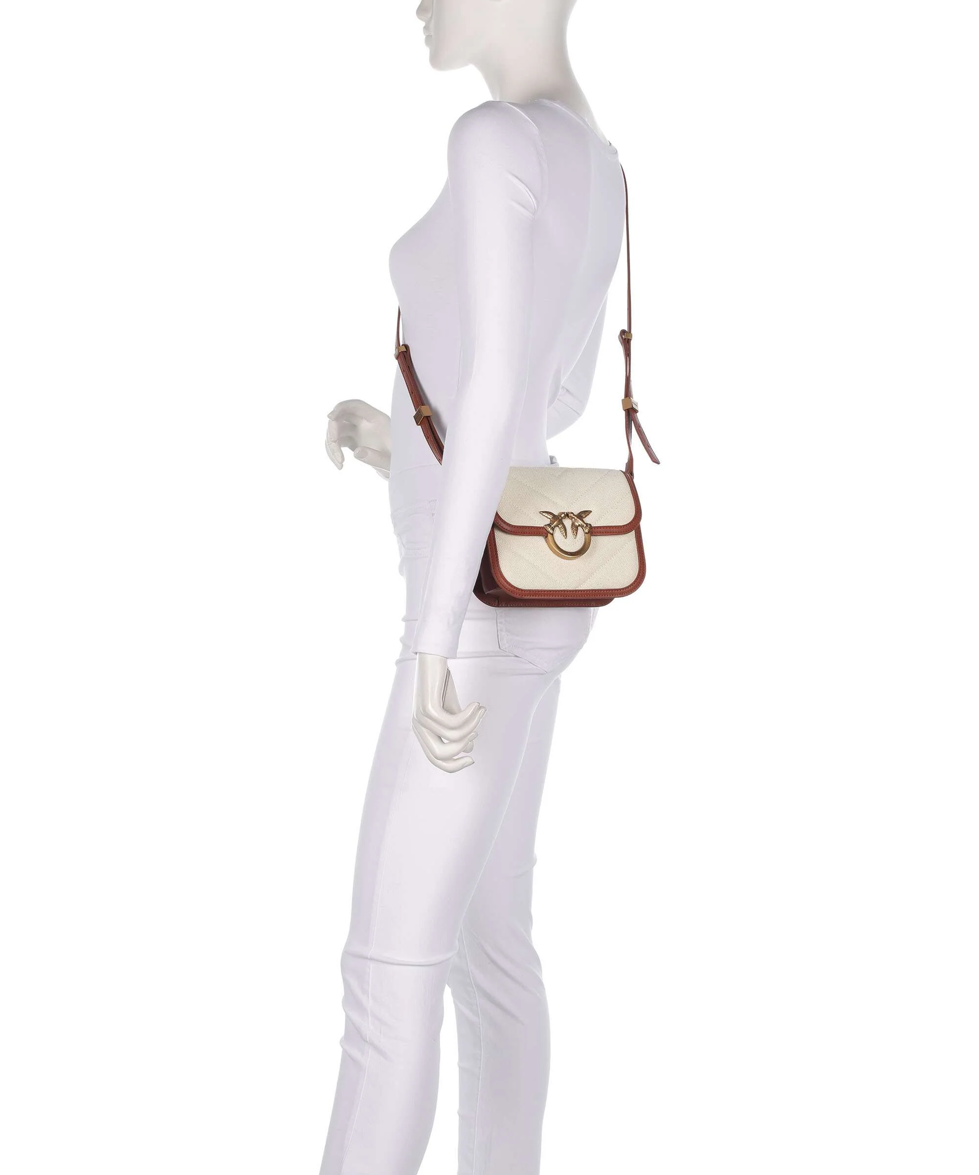 Pinko Love Box Mini Crossbody bag beige/marrone/antique gold - Image 3