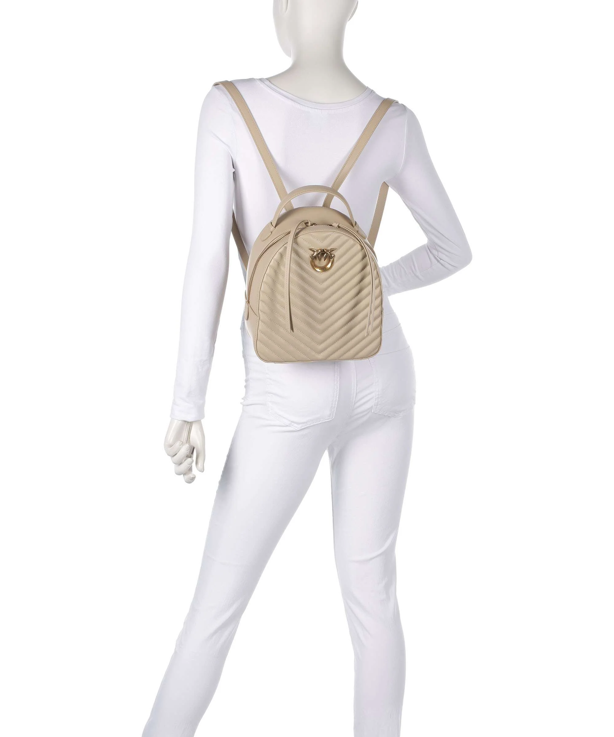 Pinko Love Click Backpack beige/grigio fumo/antique gold - Image 3