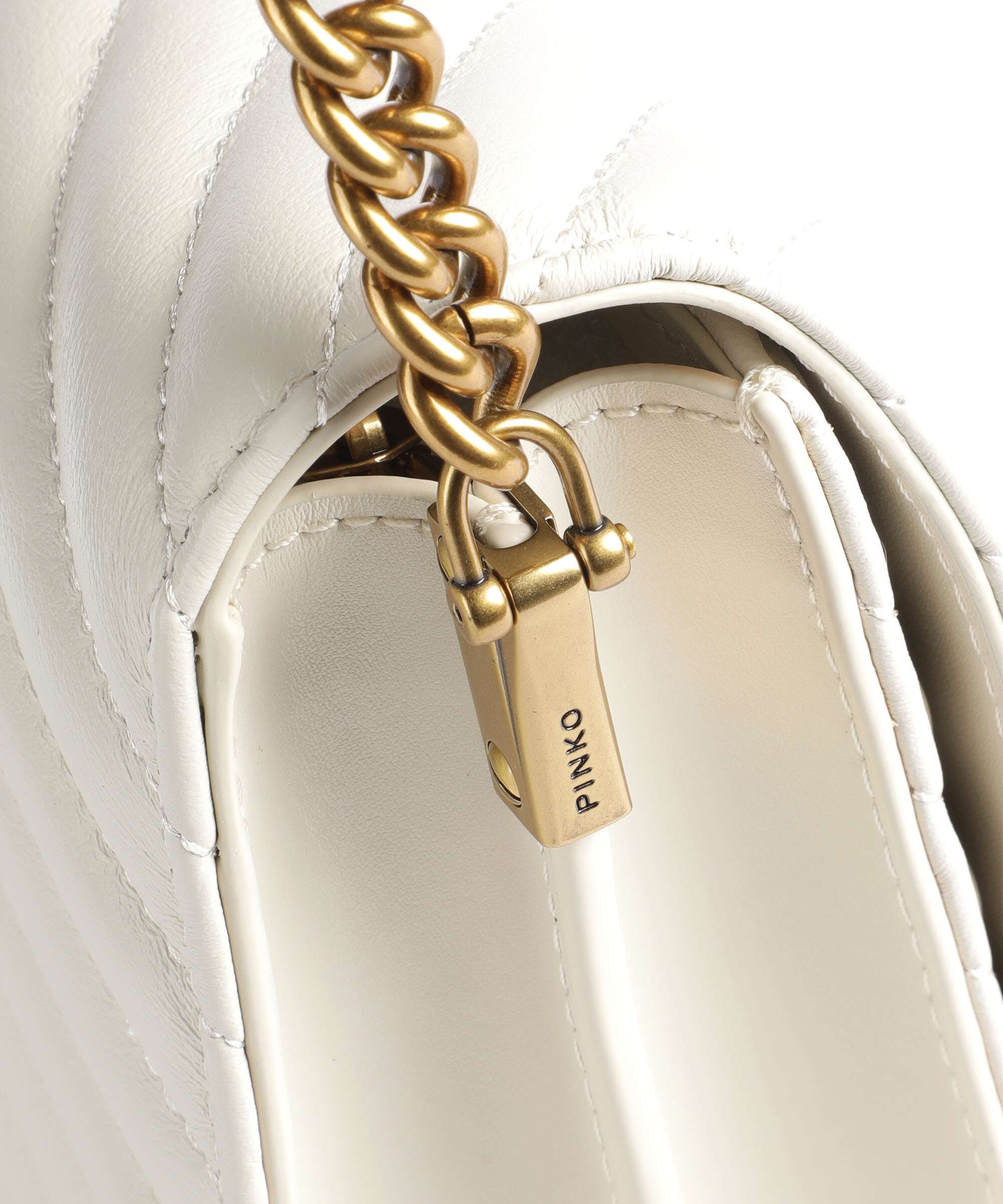 Pinko Love Click Classic Crossbody bag bianco seta/antique gold - Image 4