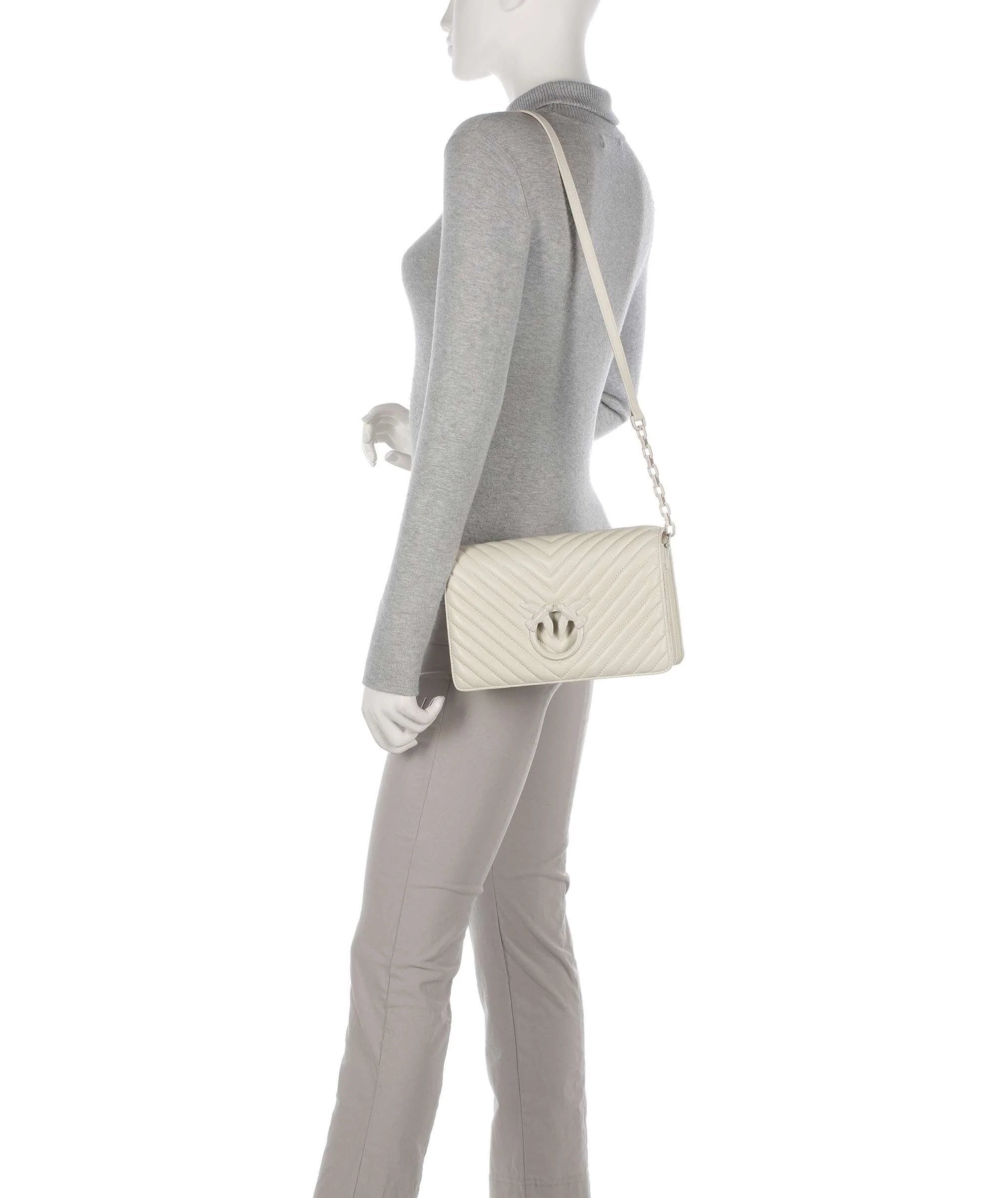Pinko Love Click Classic Crossbody bag bianco seta - Image 3
