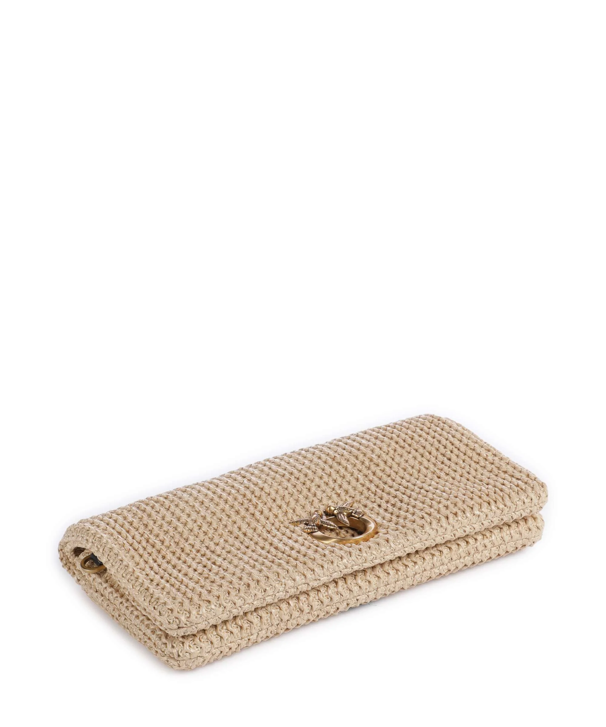 Pinko Love Click Soft Horizontal Classic Crossbody bag rafia/nero/antique gold - Image 4