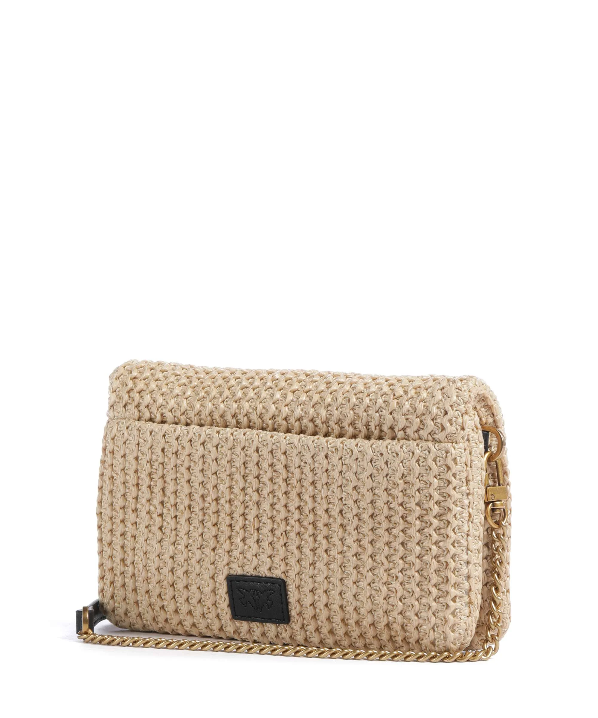 Pinko Love Click Soft Horizontal Mini Crossbody bag rafia/nero/antique gold - Image 2