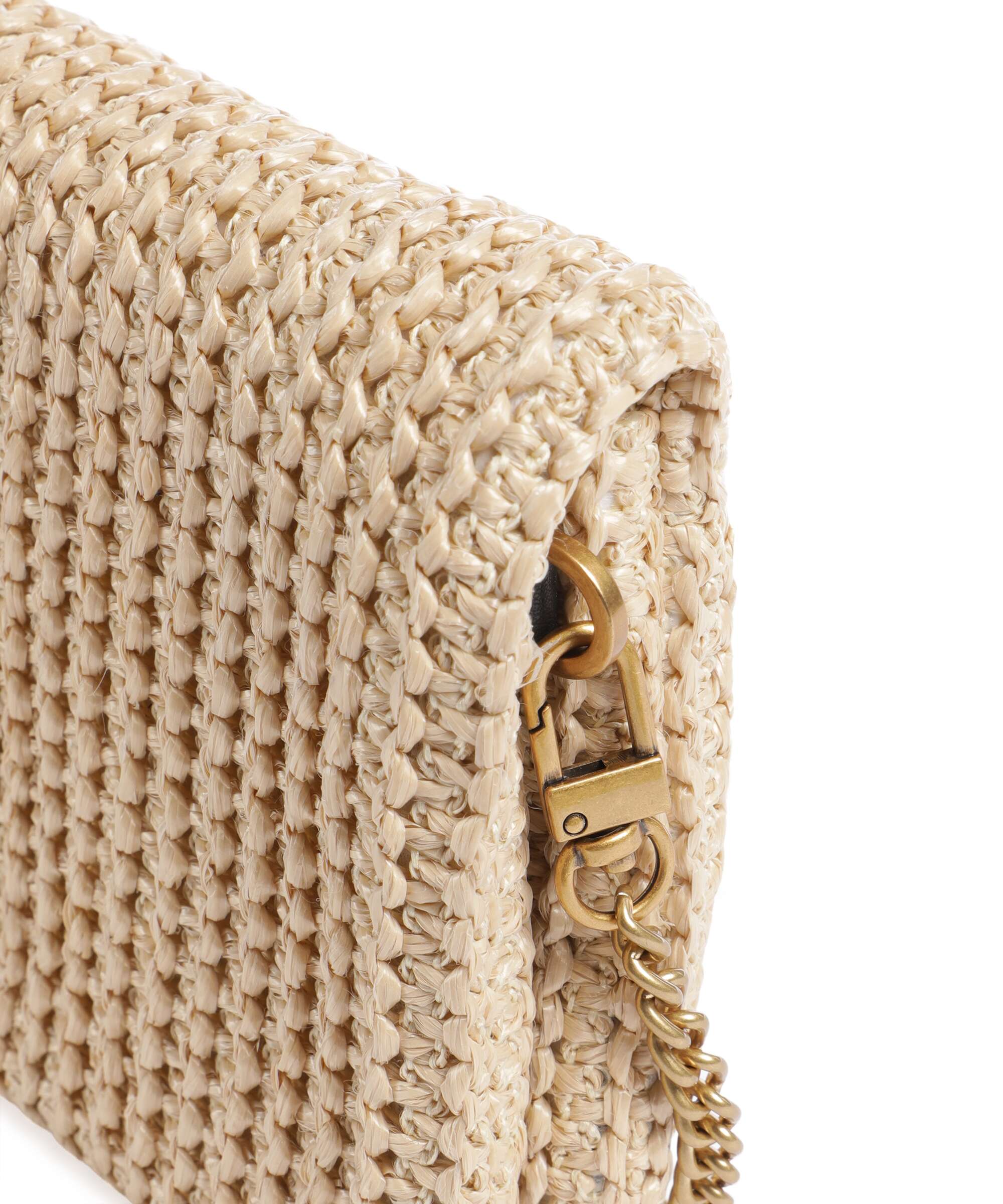 Pinko Love Click Soft Horizontal Mini Crossbody bag rafia/nero/antique gold - Image 4