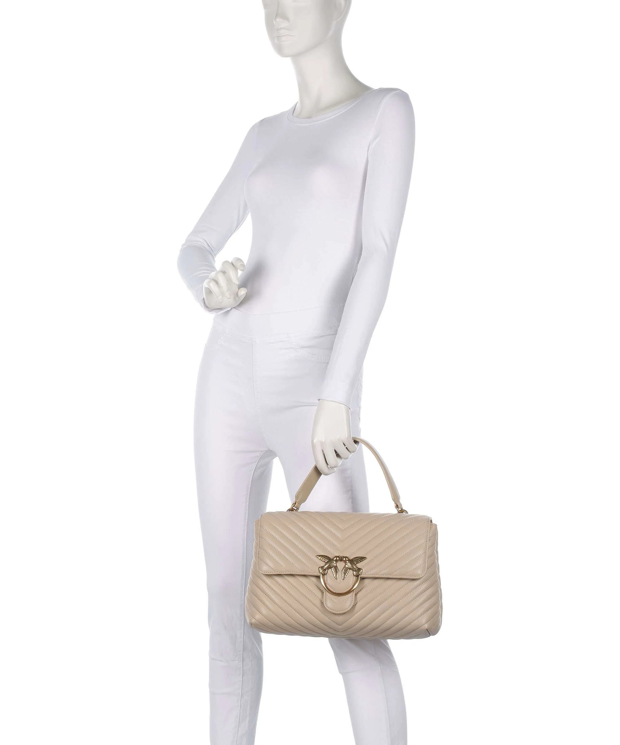 Pinko Love Lady Puff Big Handbag beige/grigio fumo/antique gold - Image 3