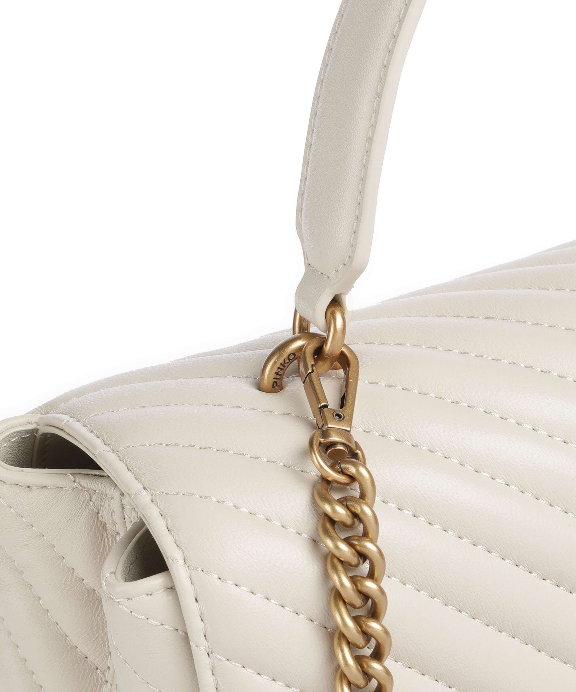 Pinko Love Lady Puff Big Handbag bianco seta/antique gold - Image 4