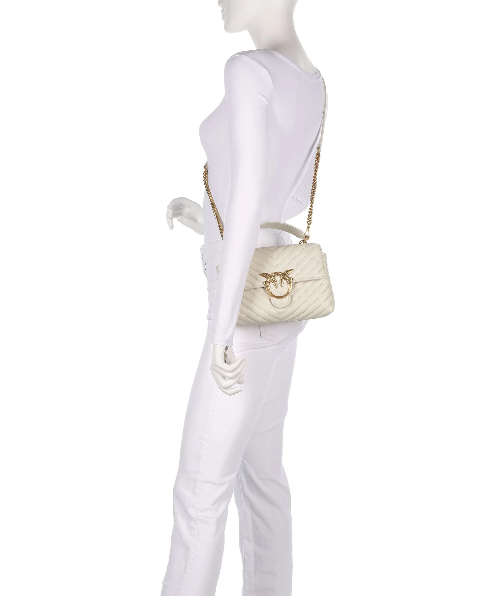 Pinko Love Lady Puff Mini Handbag bianco seta/antique gold - Image 3