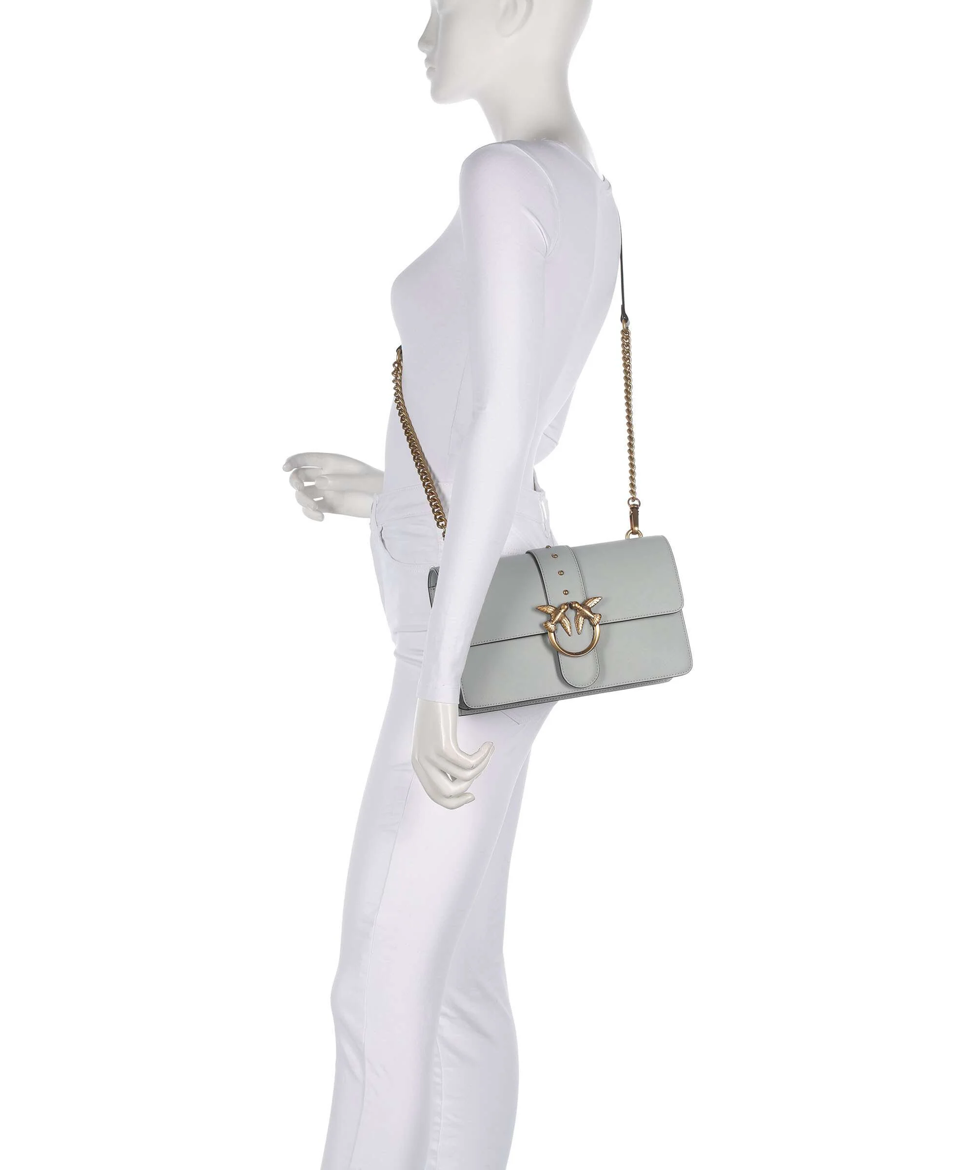 Pinko Love One Classic Crossbody bag grigio perla/antique gold - Image 3
