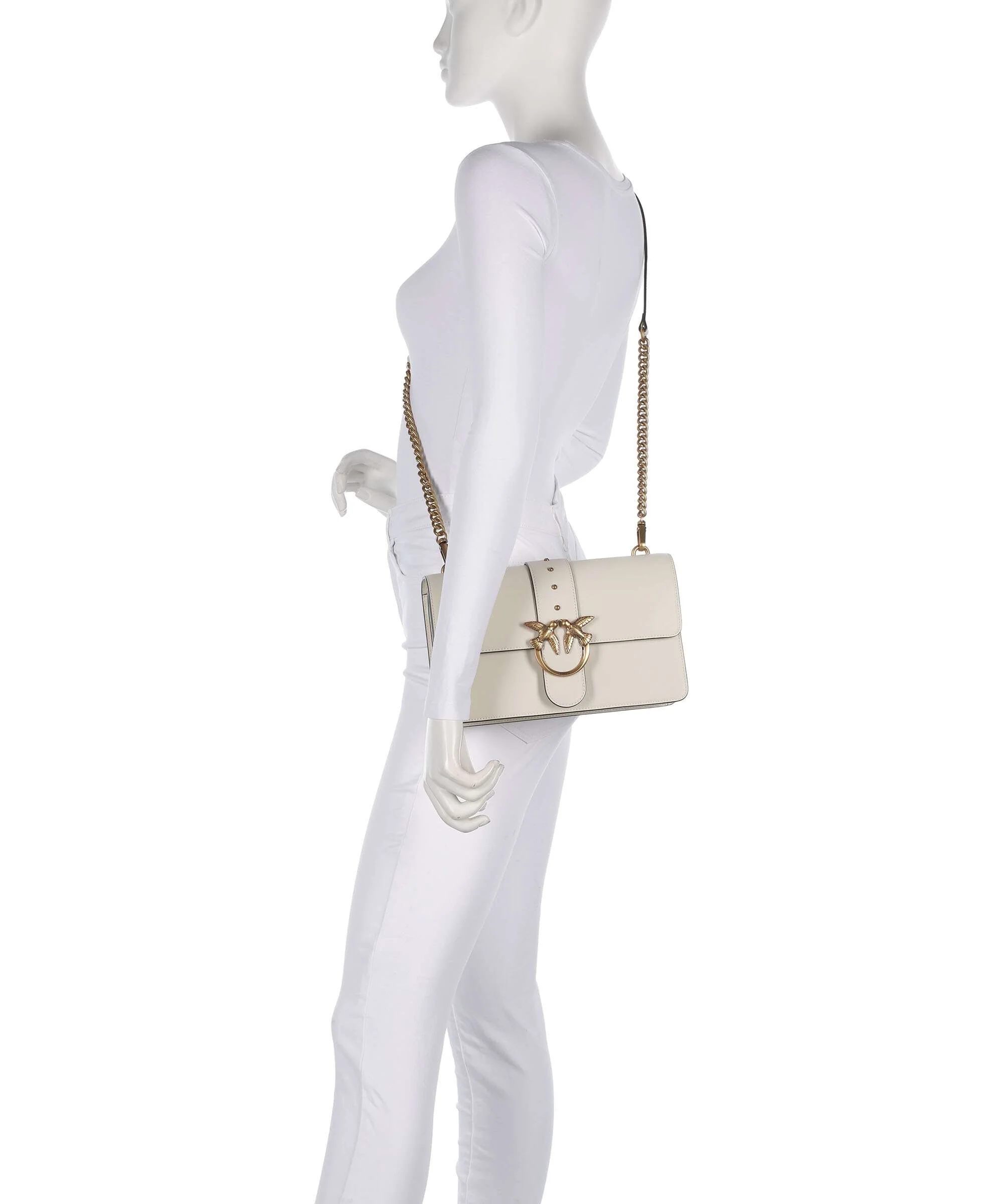 Pinko Love One Classic Crossbody bag bianco seta/antique gold - Image 3