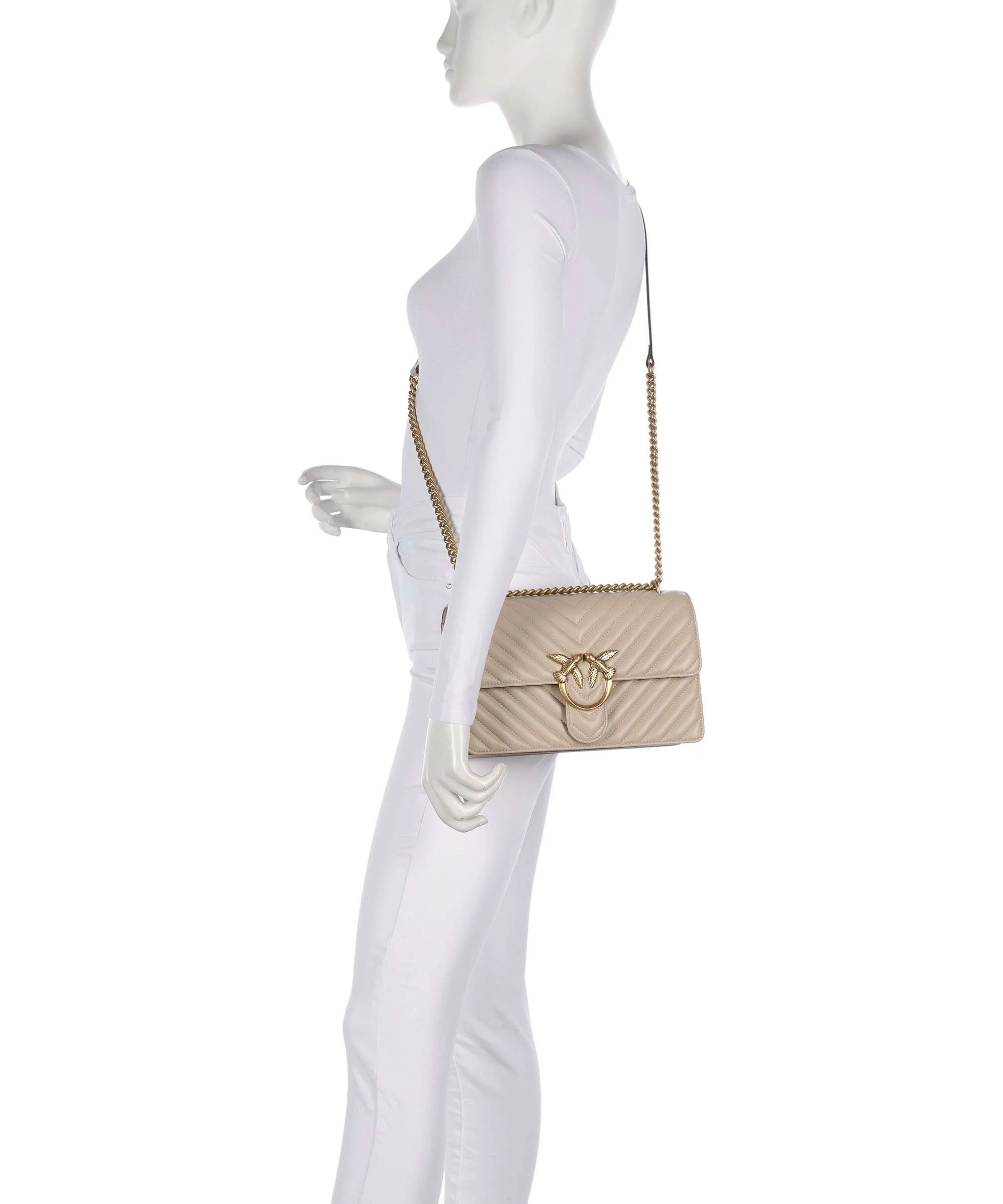 Pinko Love One Classic Shoulder bag beige/grigio fumo/antique gold - Image 3
