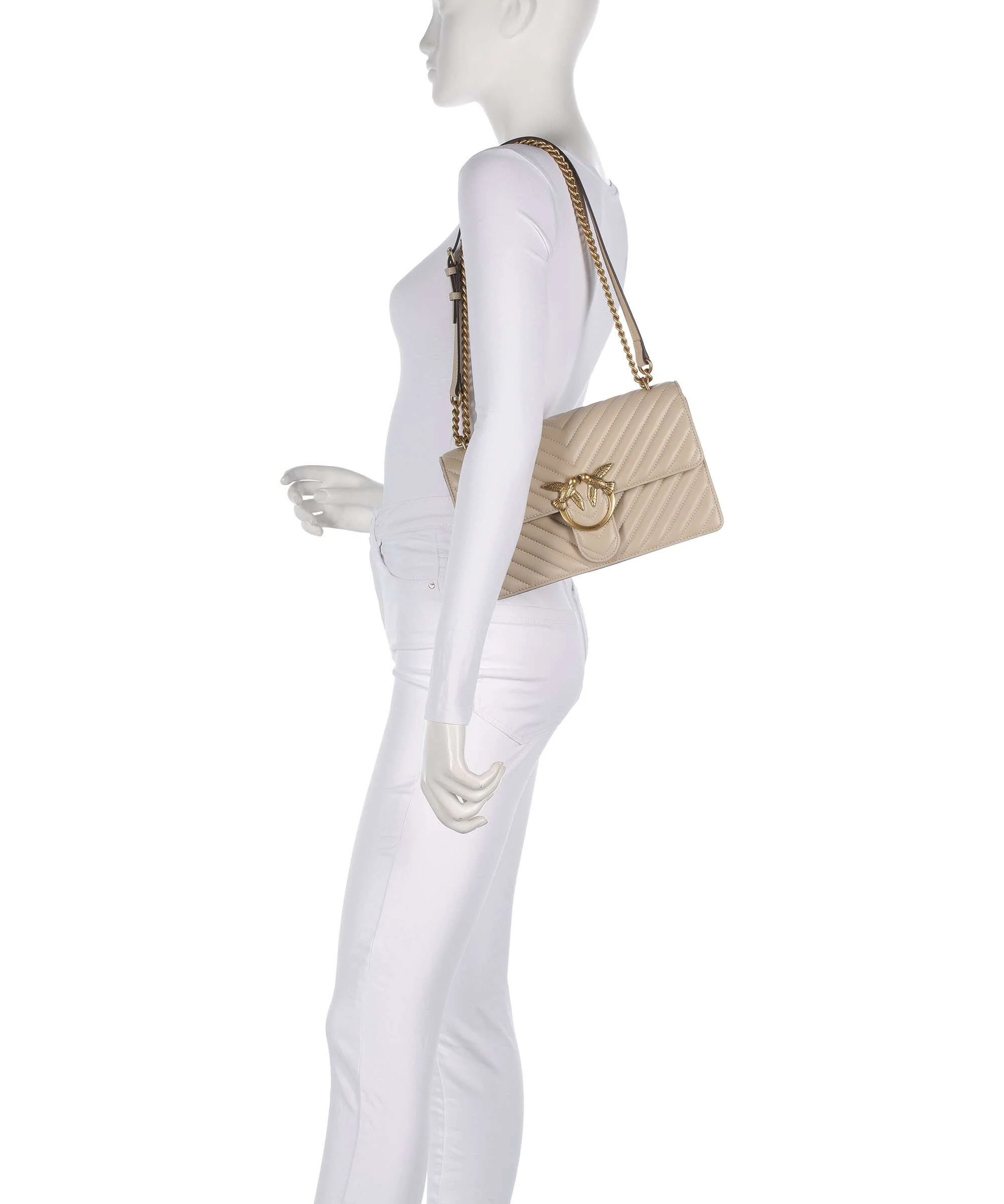 Pinko Love One Classic Shoulder bag beige/grigio fumo/antique gold - Image 4