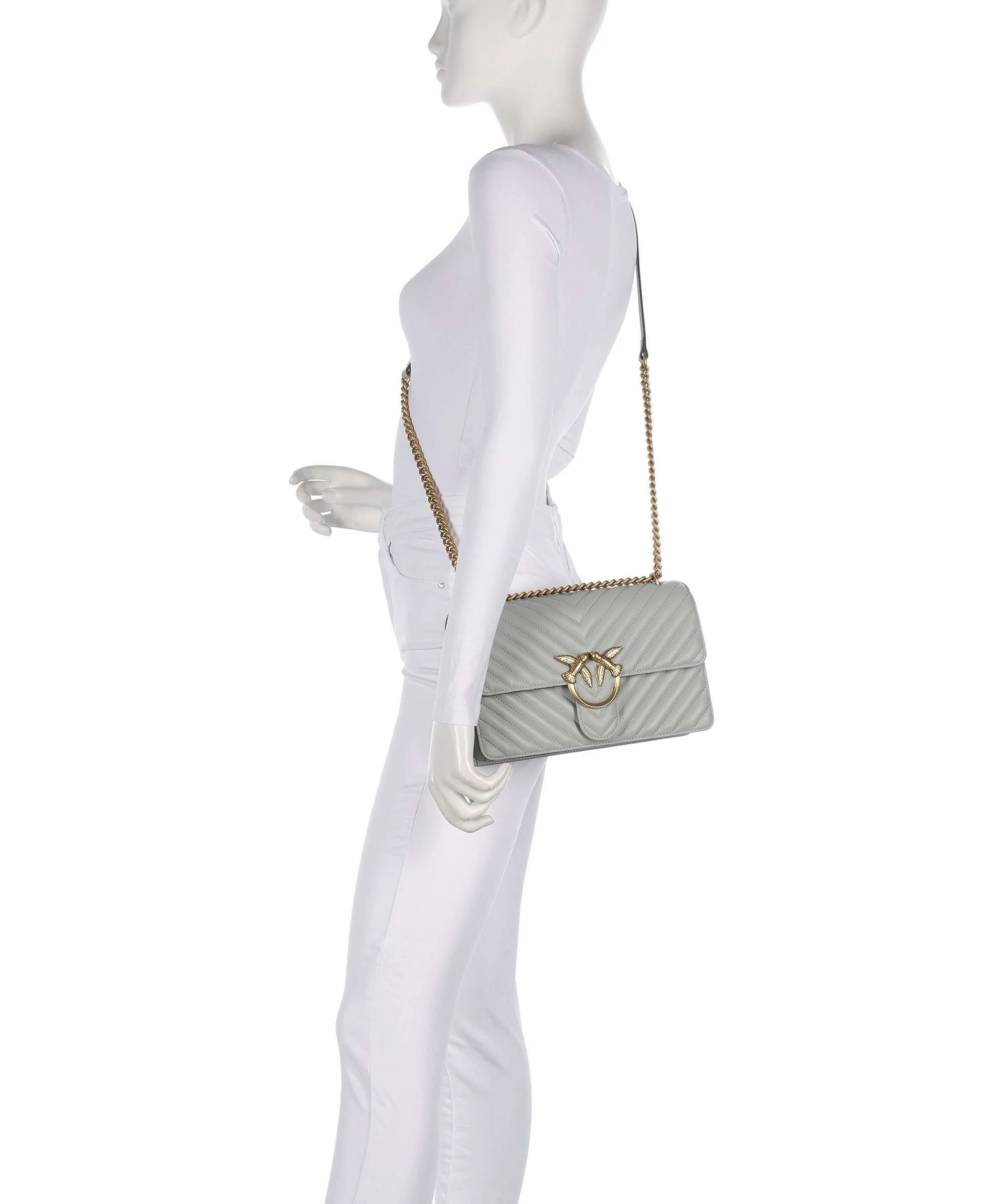 Pinko Love One Classic Shoulder bag grigio perla/antique gold - Image 3