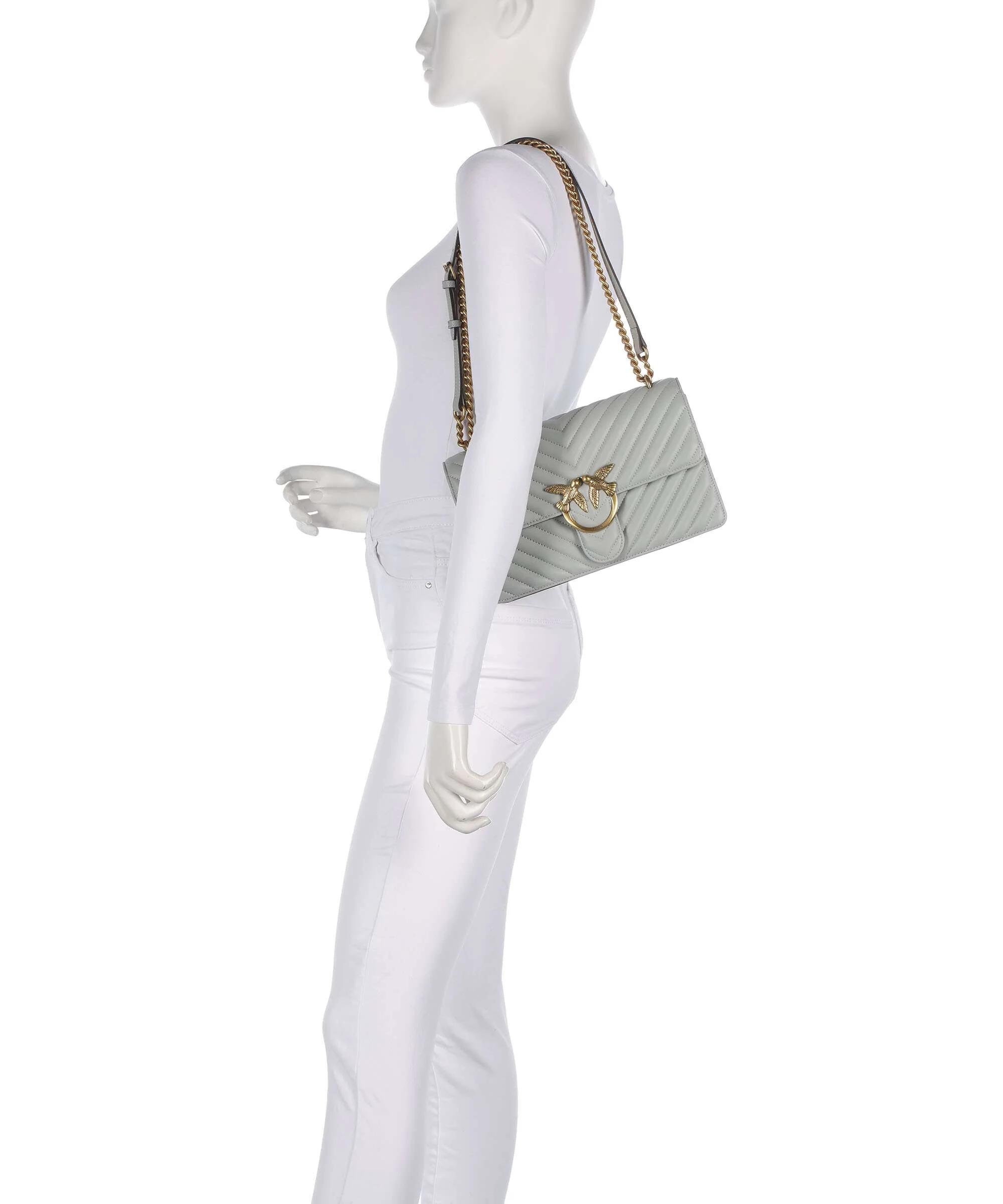 Pinko Love One Classic Shoulder bag grigio perla/antique gold - Image 4
