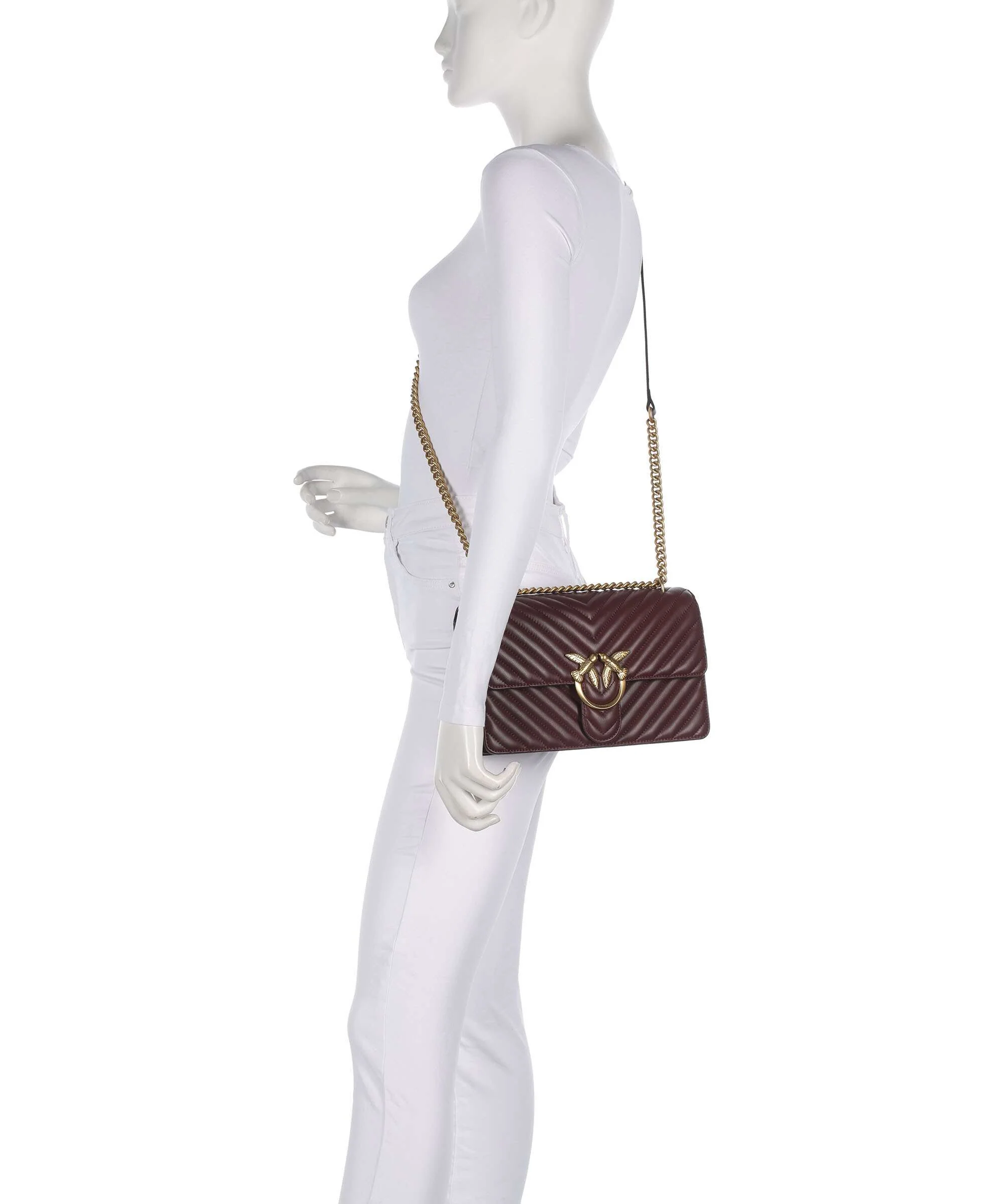 Pinko Love One Classic Shoulder bag rosso vino/antique gold - Image 3