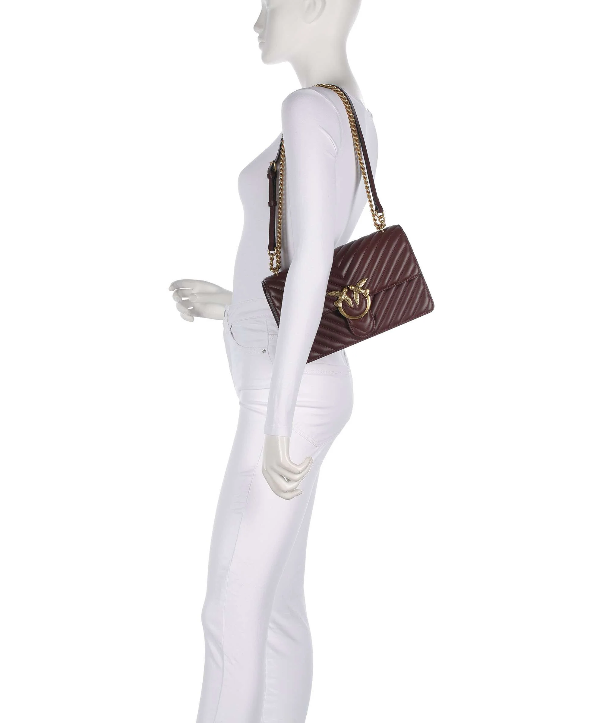 Pinko Love One Classic Shoulder bag rosso vino/antique gold - Image 4