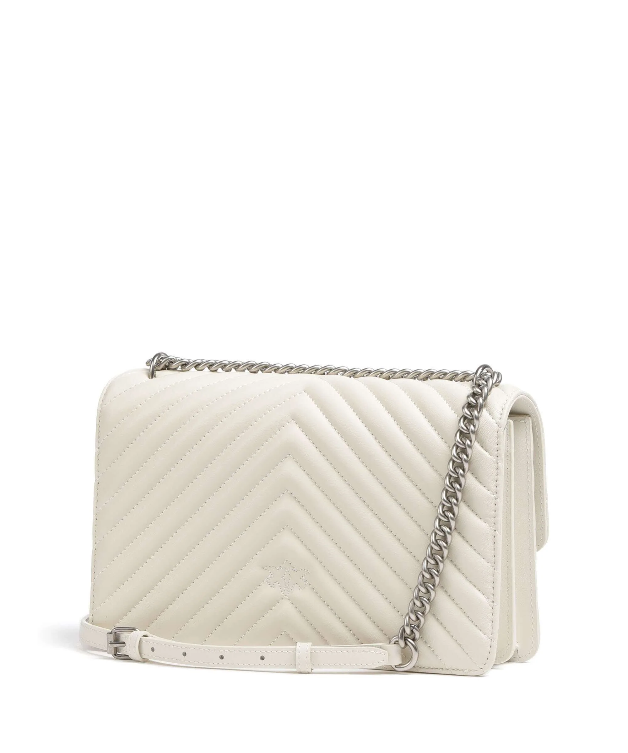 Pinko Love One Classic Shoulder bag bianco seta/old silver - Image 2