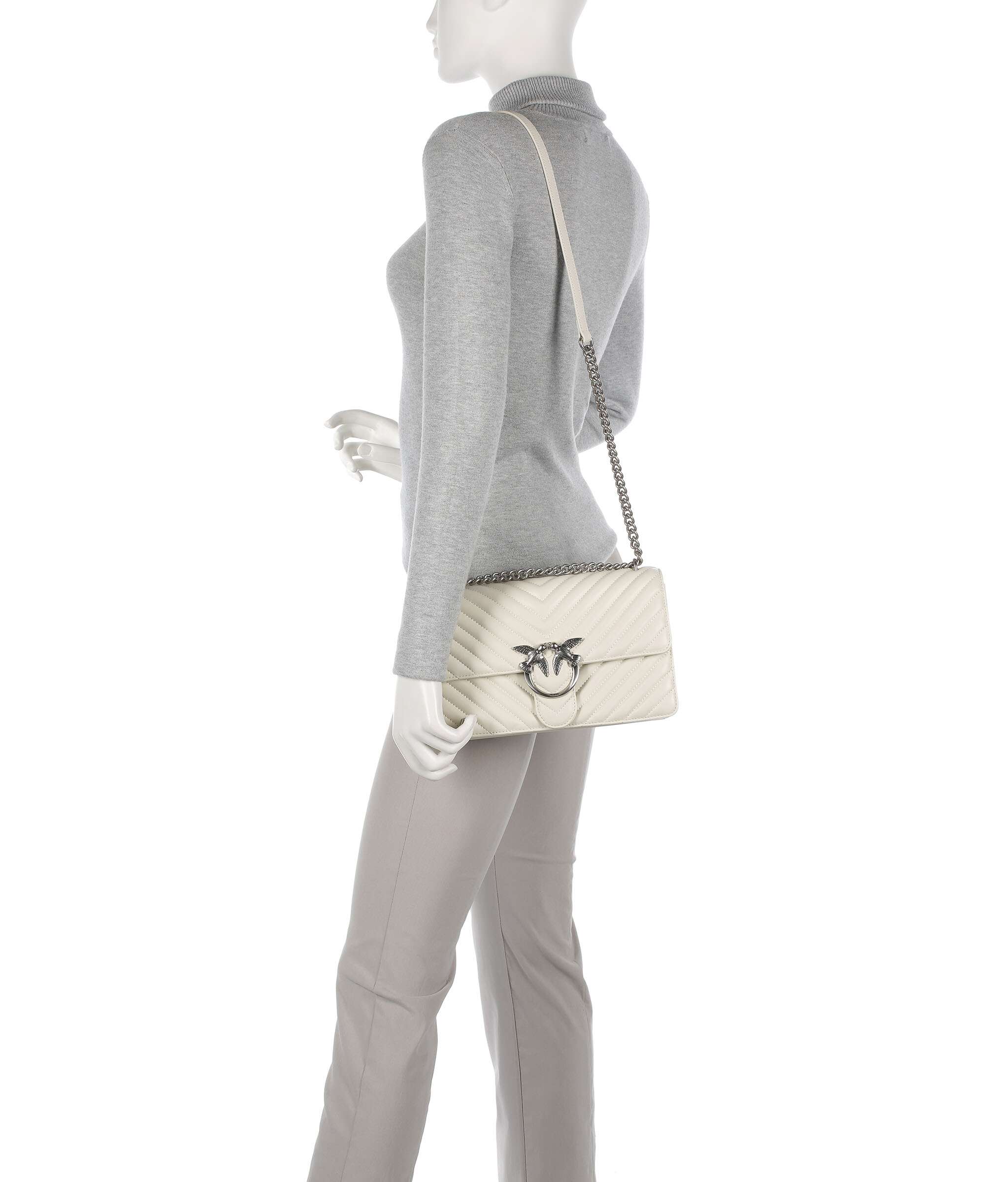 Pinko Love One Classic Shoulder bag bianco seta/old silver - Image 3