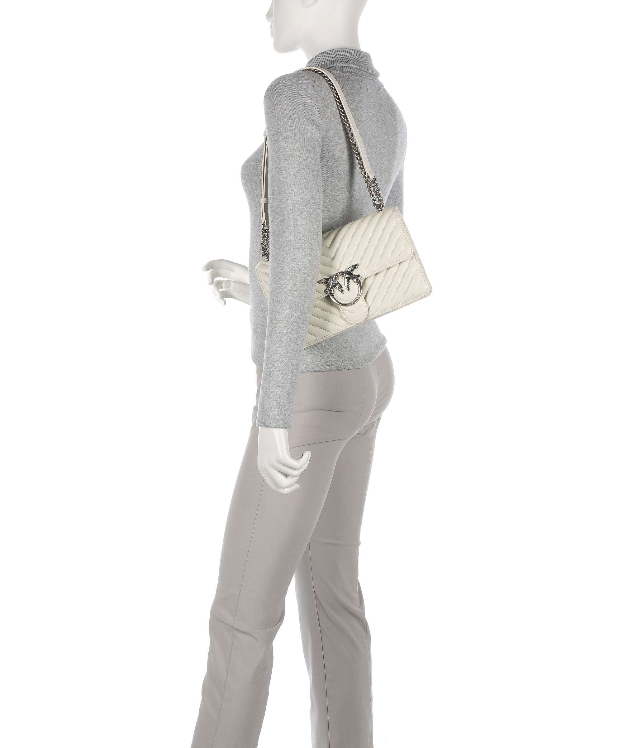 Pinko Love One Classic Shoulder bag bianco seta/old silver - Image 4